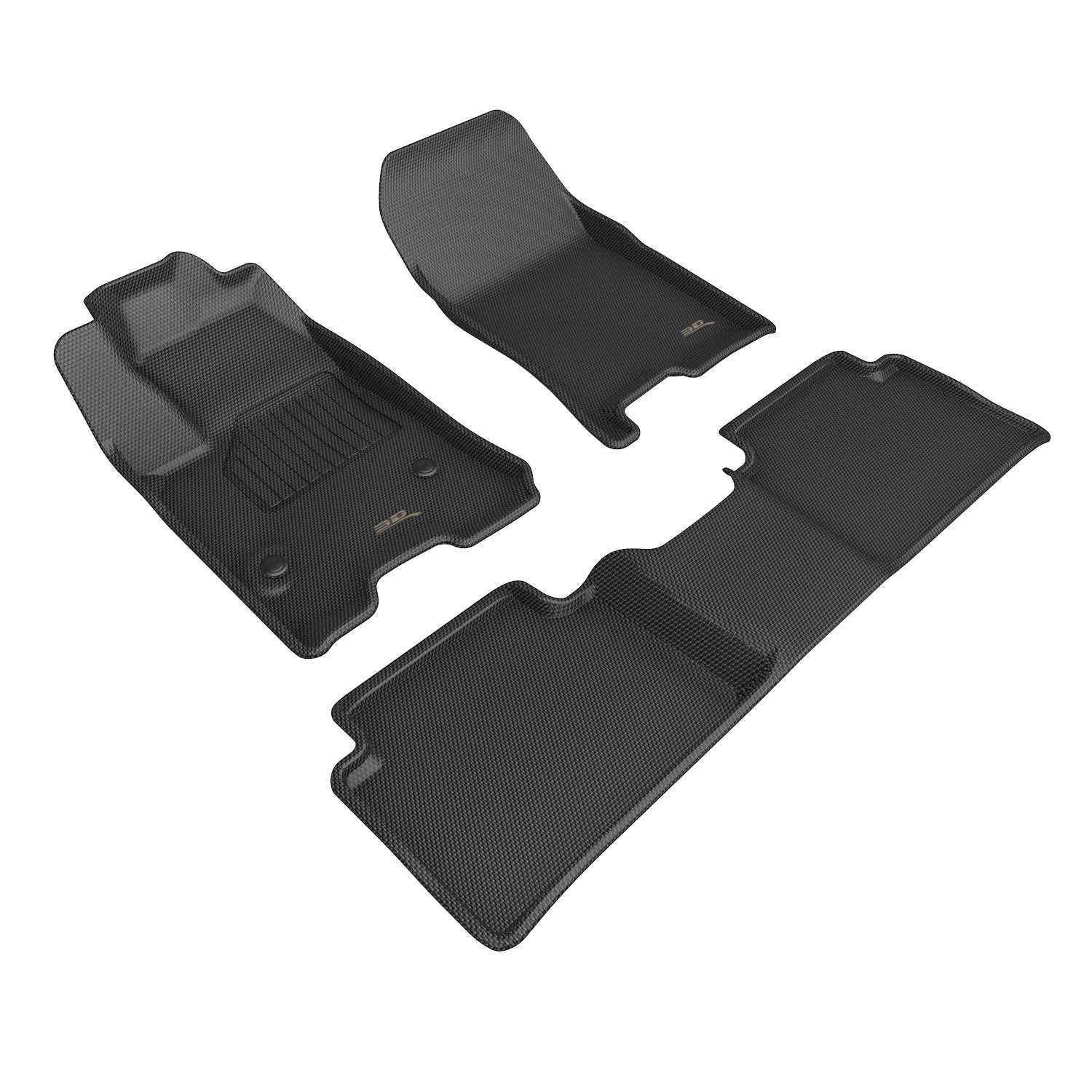 3D Maxpider 2023-2024 Chevrolet Colorado Kagu 1st Row 2nd Row Floor Mats Carbon Fiber Embossed Pattern Black L1CH11401509