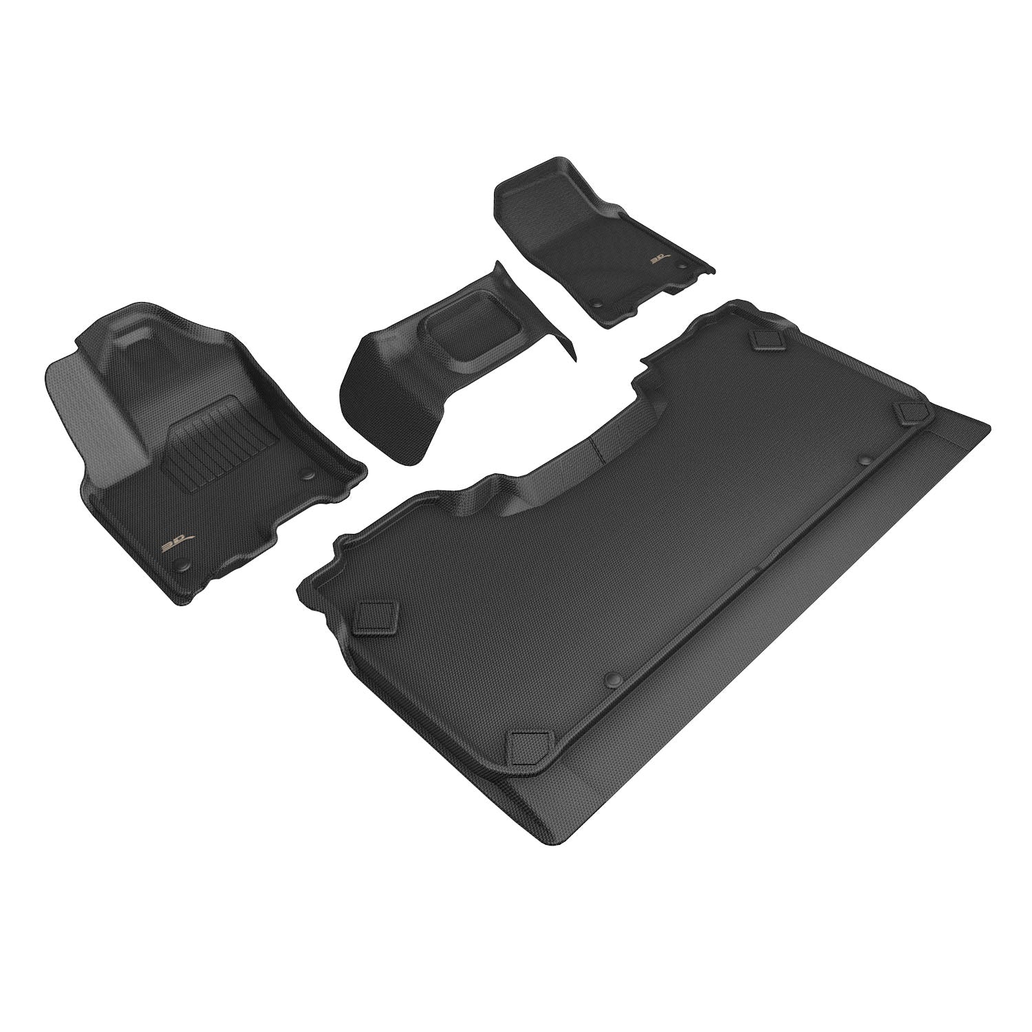 3D Maxpider 2025 Dodge Ram 1500 Crew Cab Bench Seats Kagu Black 1st Row 2nd Row Floor Mats L1DG04201509