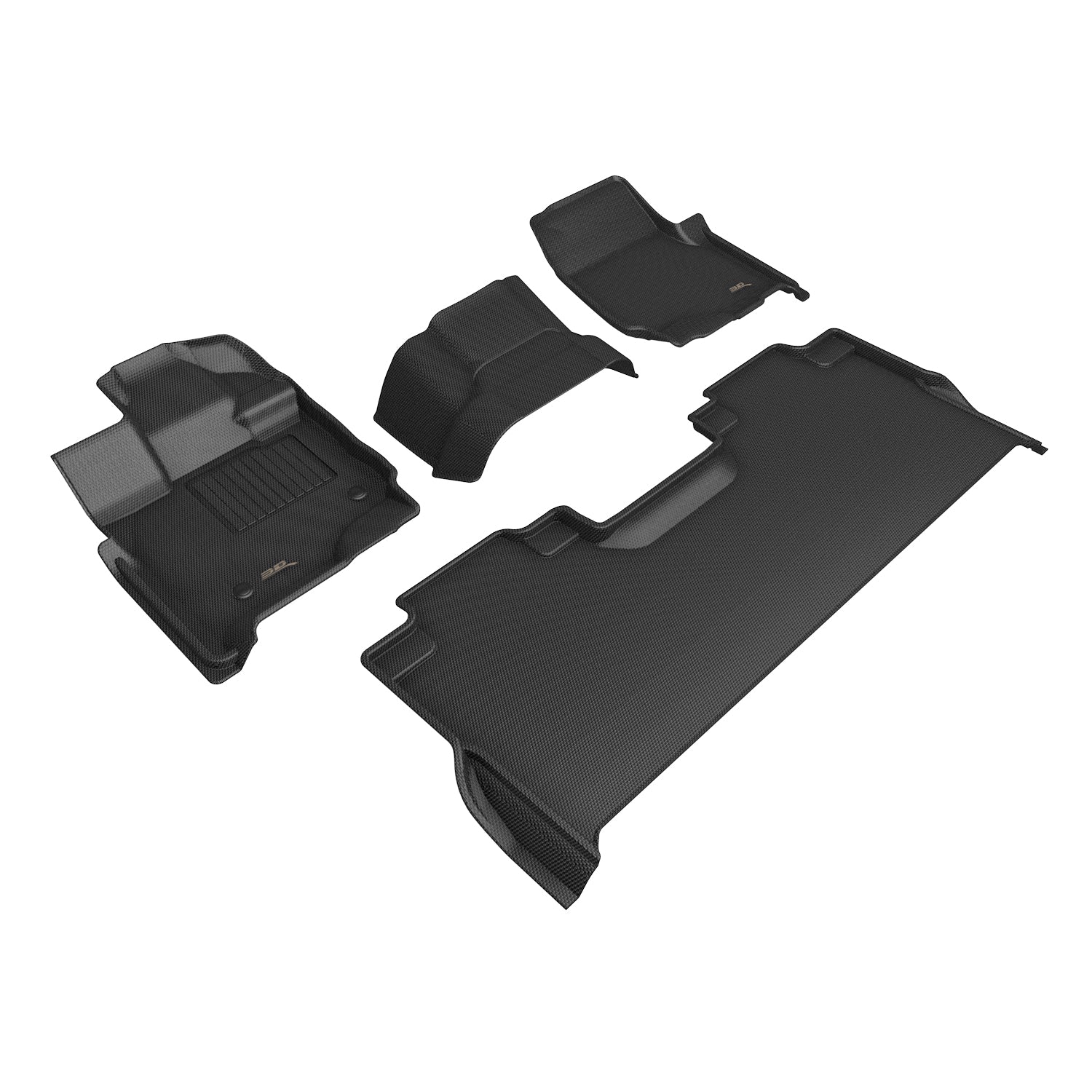 3D Maxpider 2021-2025 Ford F-150 Supercrew Bench Seat Kagu Black 1st 2nd Row Floor Mat L1FR17401509