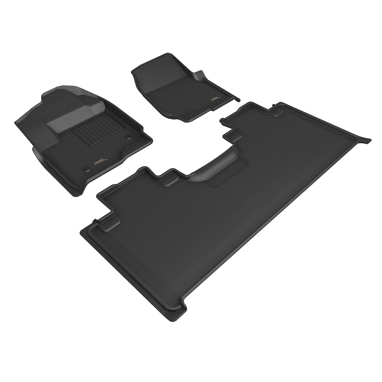 3D Maxpider 2017-2024 Ford F-250 F-350 F-450 F-550 Supercab Bench Seat Kagu 1st Row 2nd Row Vinyl Floor Mats Carbon Fiber Embossed Pattern Black L1FR17501509