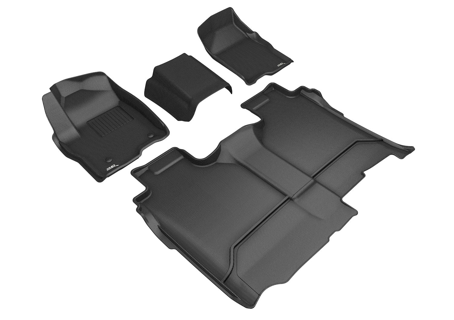 3D Maxpider 2019-2025 GMC Sierra 1500 2020-2025 2500HD 3500HD Crew Cab Bench Seat Kagu Black 1st Row 2nd Row Vinyl Floor No Carpeted Storage Floor Mats L1GM03401509