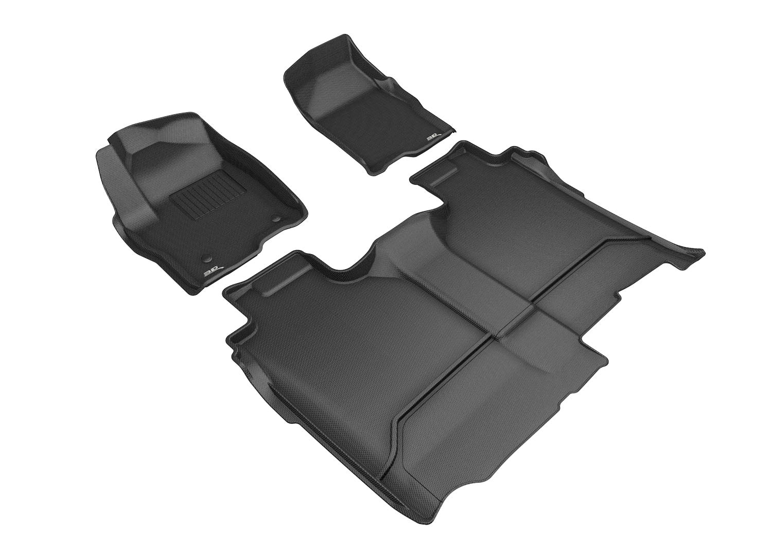 3D Maxpider 2019-2025 GMC Sierra 1500 Crew Cab 2020-2025 2500HD 3500HD Bucket Seats Kagu Black 1st Row 2nd Row Vinyl Floor No Carpeted Storage Floor Mats L1GM03501509