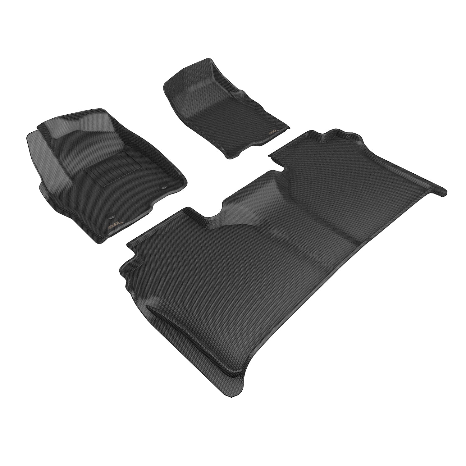 3D Maxpider 2019-2025 GMC Sierra 1500 Crew Cab 2020-2025 2500HD 3500HD Bucket Seats Kagu Black 1st Row 2nd Row Vinyl Floor With Carpeted Storage Floor Mats L1GM03701509