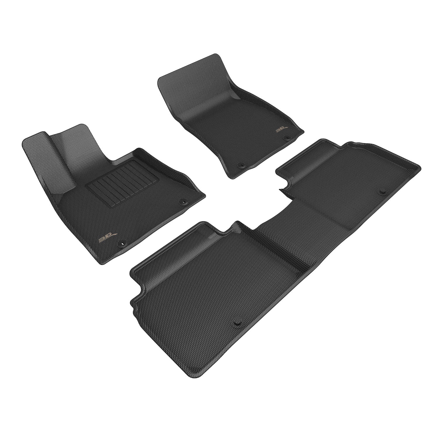 3D Maxpider 2023-2025 Genesis Electrified G80 Kagu 1st Row 2nd Row Floor Mats Carbon Fiber Embossed Pattern Black L1GS01001509