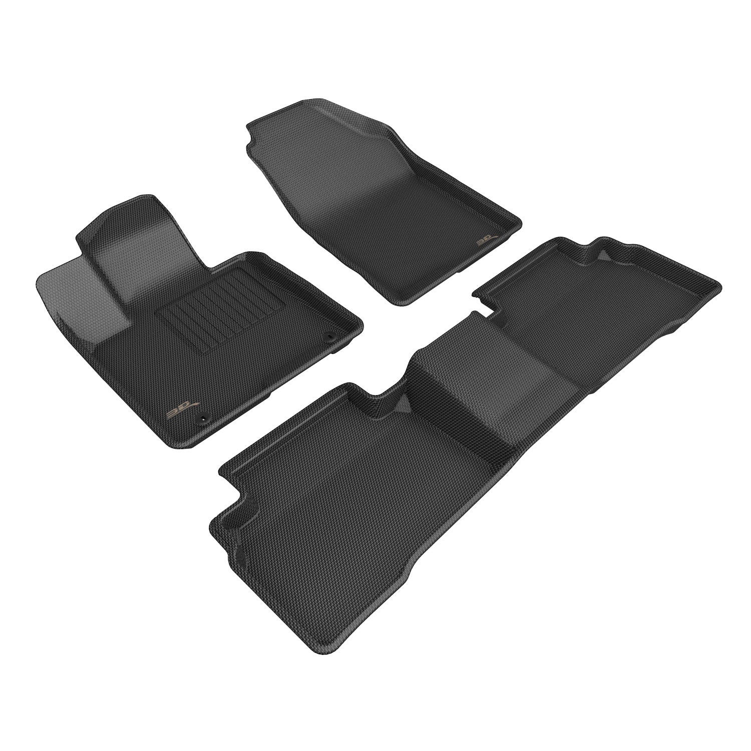 3D Maxpider 2022-2025 Hyundai Tucson Hybrid Kagu 1st Row 2nd Row Floor Mats Carbon Fiber Embossed Pattern Black L1HY13501509