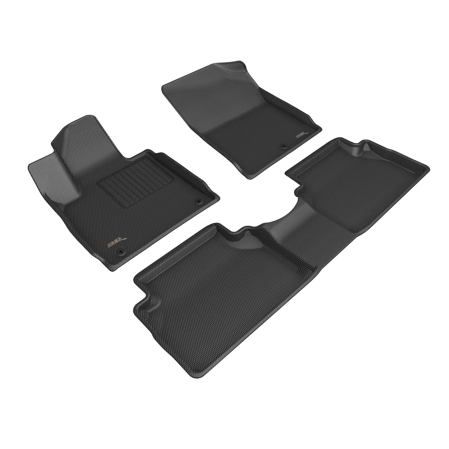 3D Maxpider 2021-2023 Hyundai Santa Fe Gas Kagu Black 1st 2nd Row Floor Mat L1HY13801509