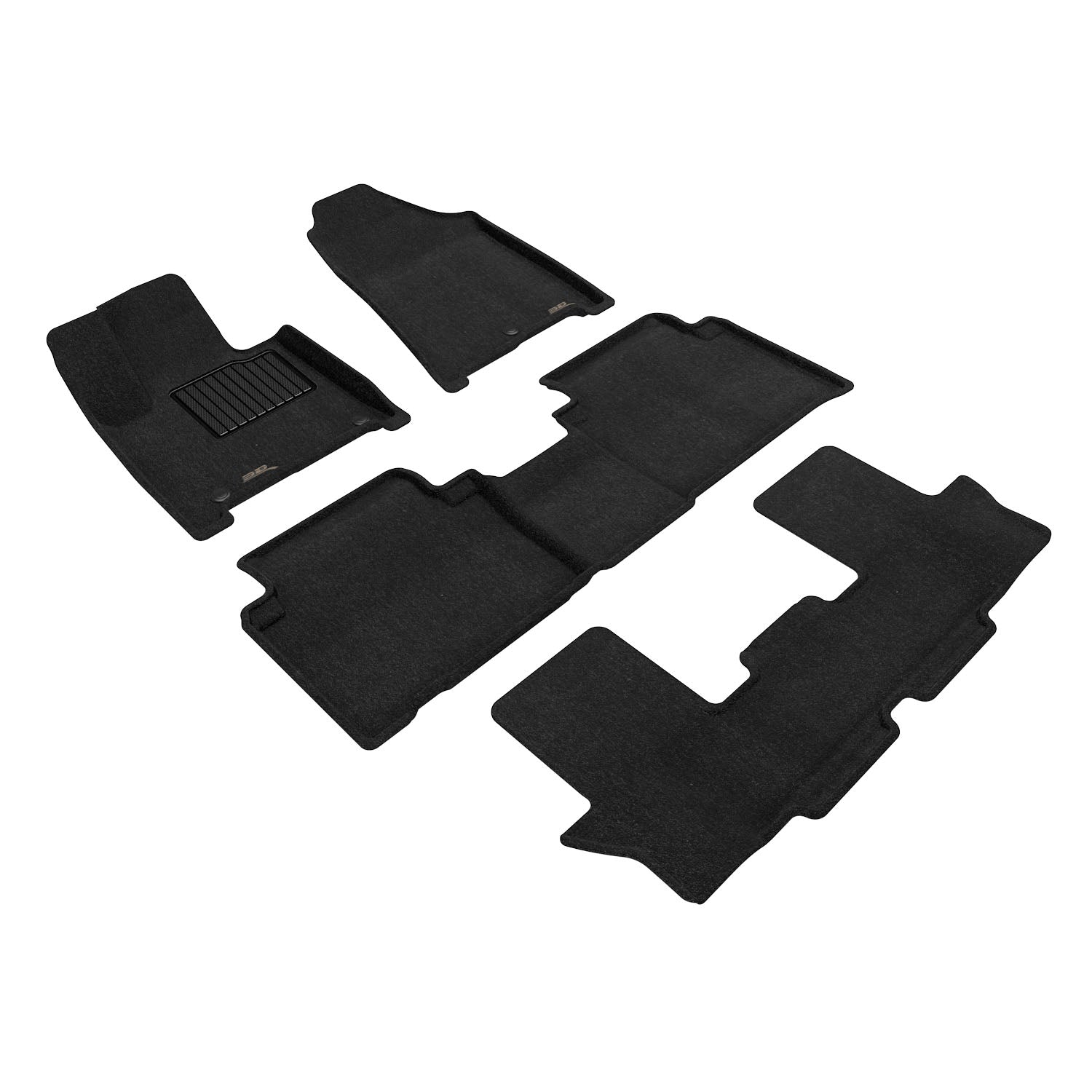 3D Maxpider 2024-2026 Hyundai Santa Fe Hybrid 7-Seat Elegant Black 1st 2nd 3rd Rows Floor Mats L1HY14604709
