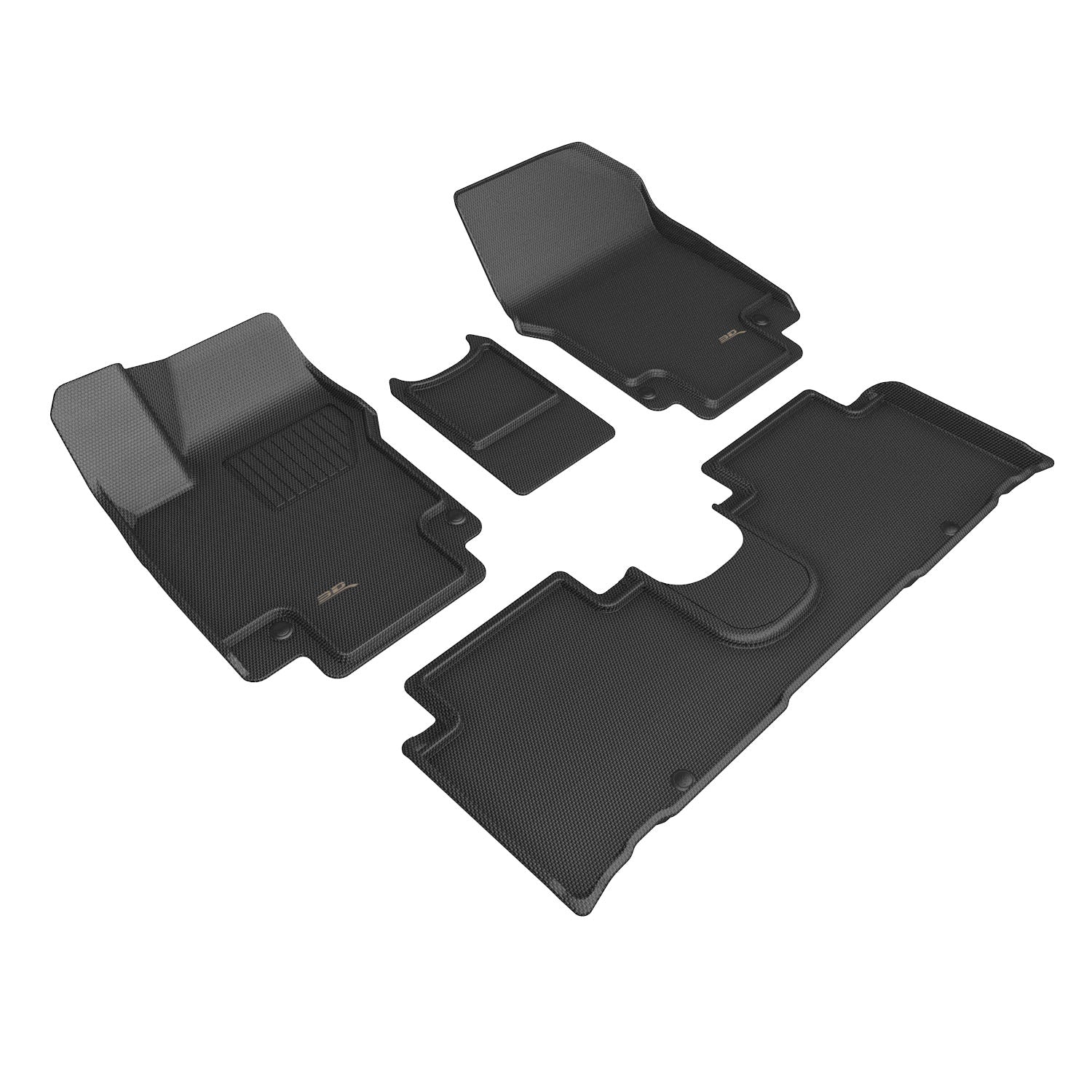 3D Maxpider 2025-2026 Hyundai Ioniq 5 Kagu Black 1st 2nd Rows Floor Mat With Sliding Center Console L1HY15201509