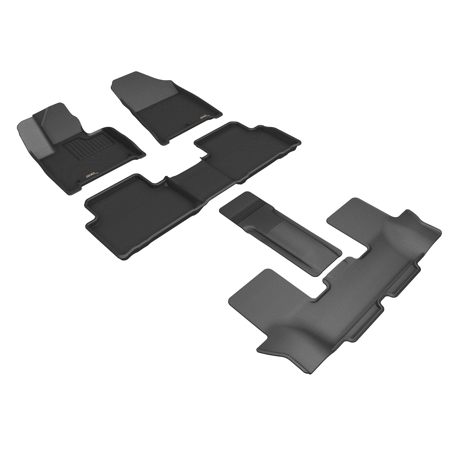 3D Maxpider 2024-2026 Hyundai Santa Fe Gas Kagu Black 1st 2nd 3rd Rows Floor Mats L1HY15401509