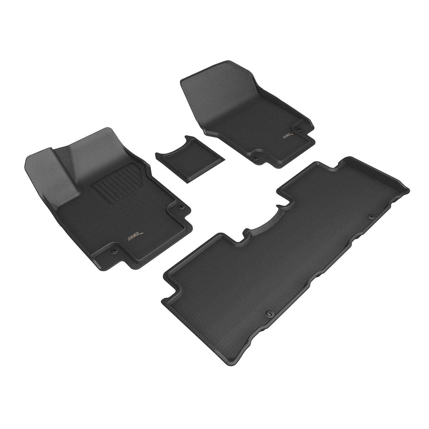 3D Maxpider 2025-2026 Hyundai Ioniq 5 Kagu Black 1st 2nd Rows Floor Mat With Fixed Center Console L1HY17101509