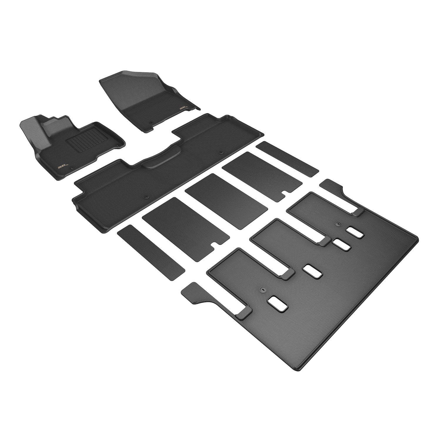 3D Maxpider 2025-2026 Kia Carnival Hybrid 7-Seat Kagu Black 1st 2nd 3rd Rows Floor Mat With Vip Lounge Seats L1KA10801509