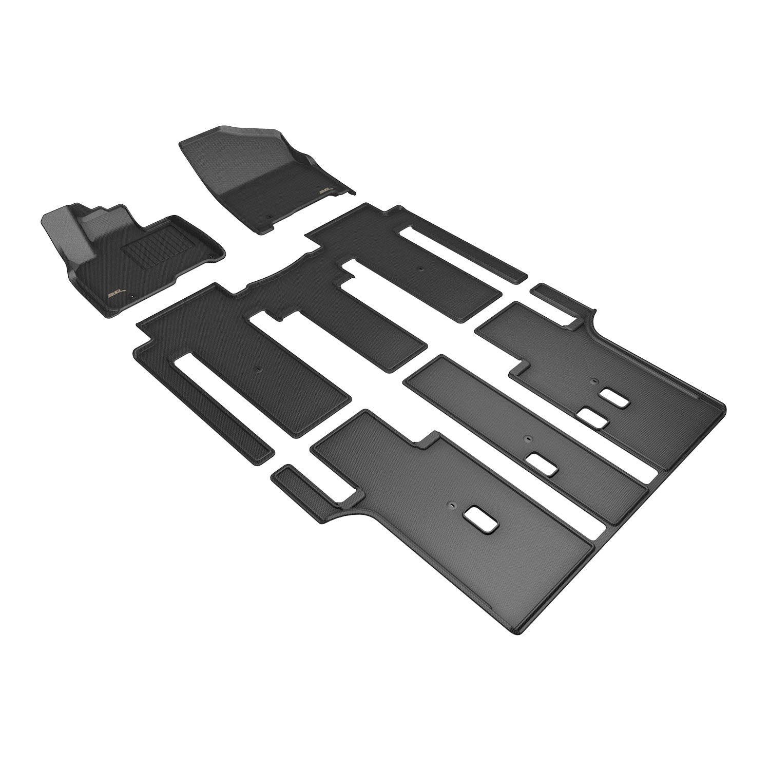 3D Maxpider 2025-2026 Kia Carnival Hybrid 8-Seat Kagu Black 1st 2nd 3rd Rows Floor Mat L1KA10901509