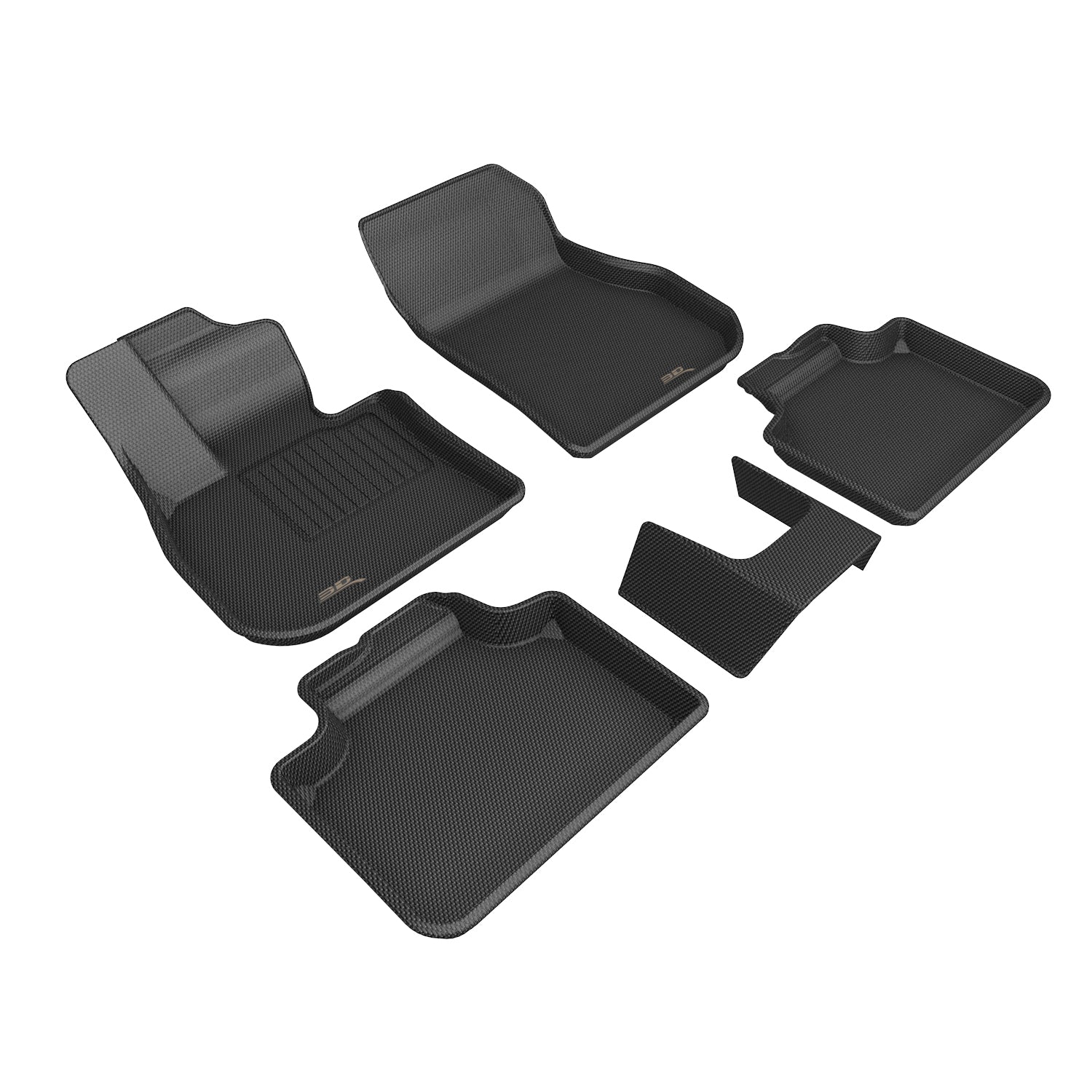 3D Maxpider 2024 Mini Countryman Kagu 1st Row 2nd Row Floor Mats Carbon Fiber Embossed Pattern Black L1MN02201509