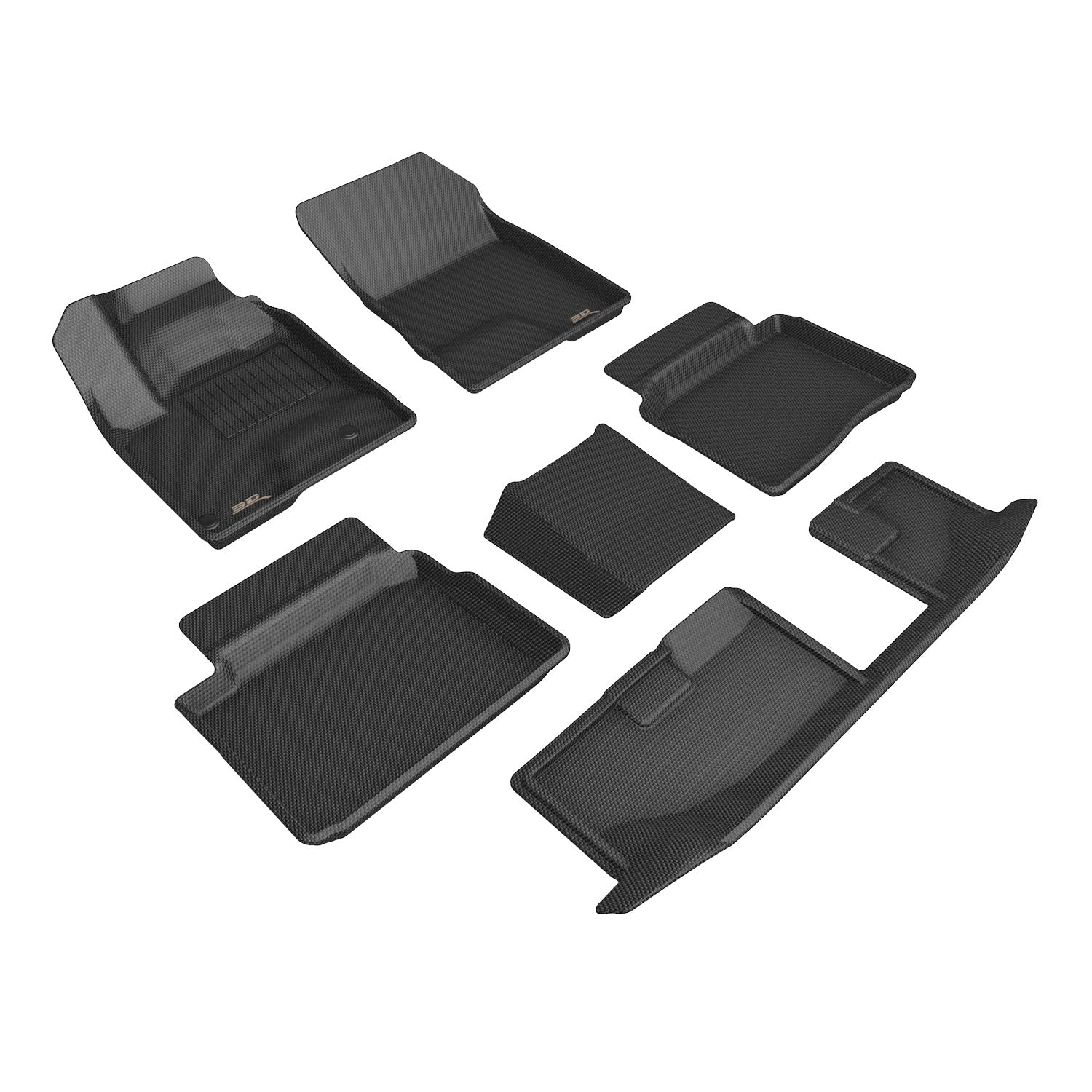 3D Maxpider 2022-2025 Mitsubishi Outlander Phev Kagu 1st 2nd 3rd Row Floor Mat Carbon Fiber Embossed Pattern Black L1MT07301509