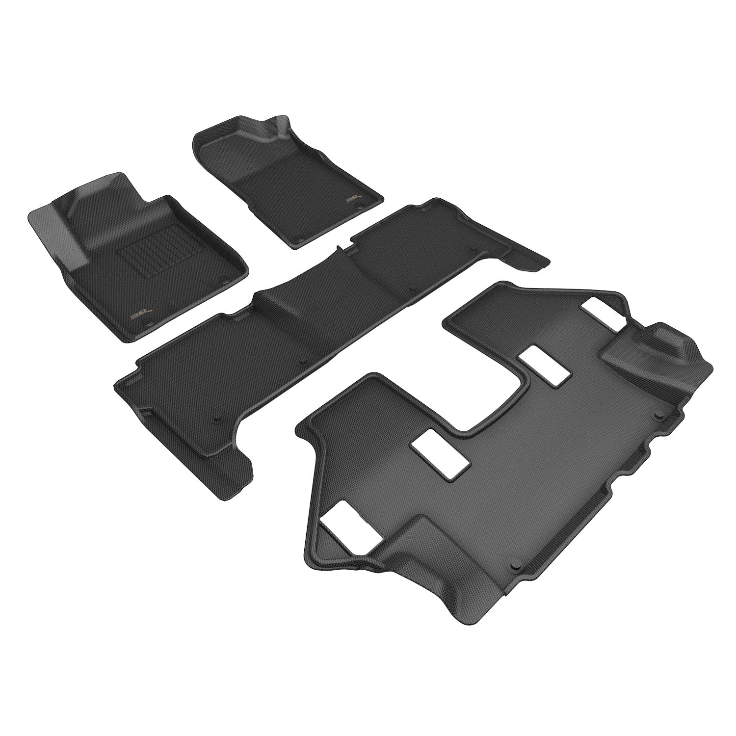 3D Maxpider 2019-2024 Nissan Armada Kagu Black 1st 2nd 3rd Row Floor Mat L1NS14601509