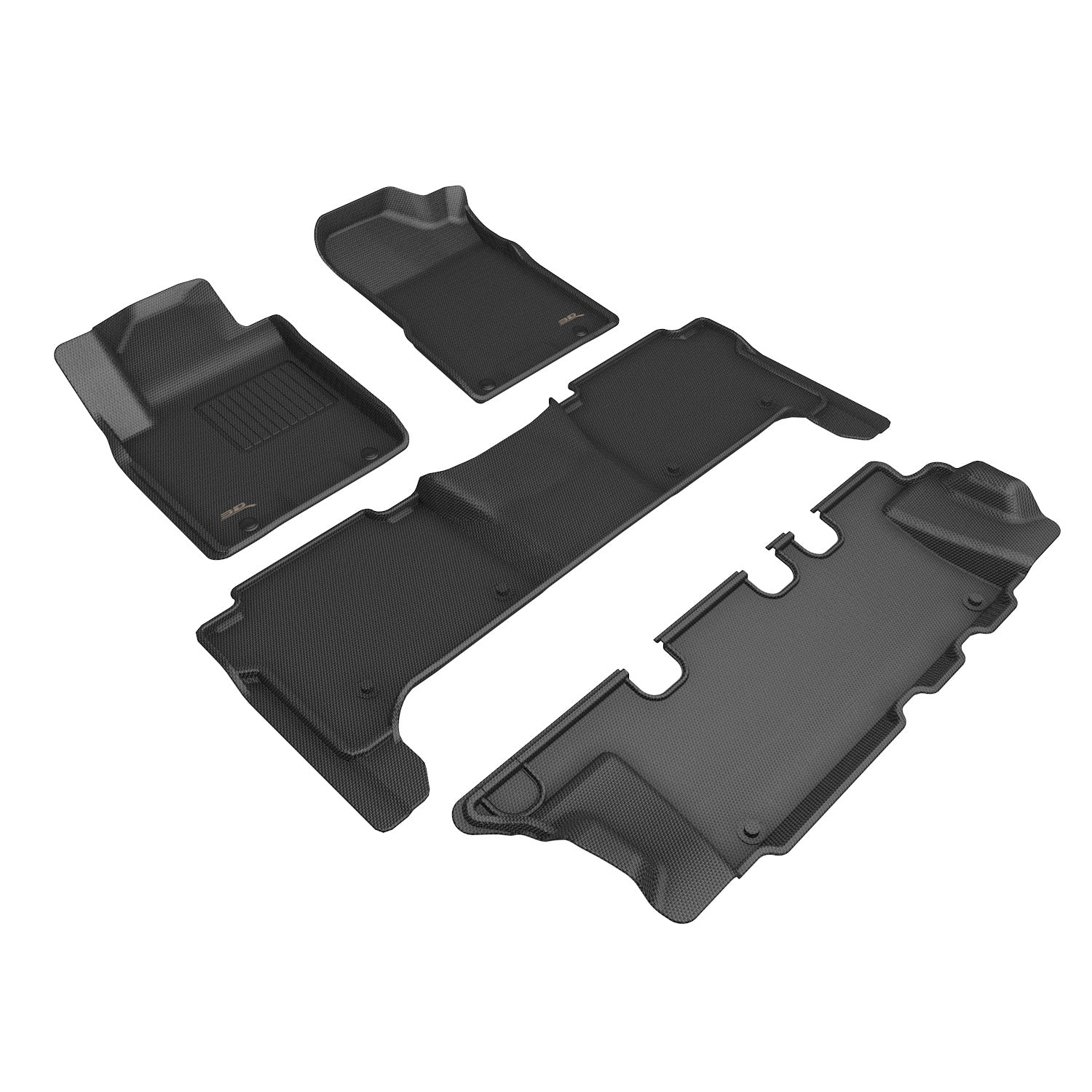 3D Maxpider 2019-2024 Nissan Armada Kagu Black 1st 2nd 3rd Row Floor Mat L1NS14701509
