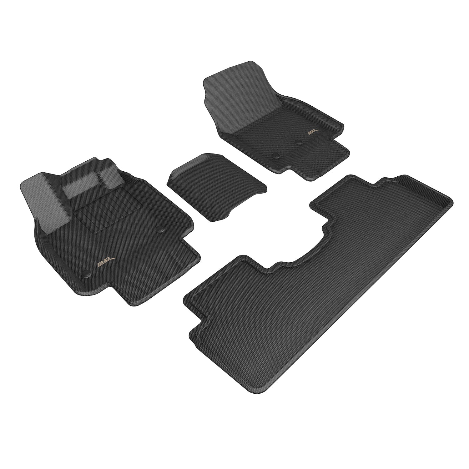 3D Maxpider 2023-2024 Nissan Ariya Kagu 1st Row 2nd Row Floor Mats Carbon Fiber Embossed Pattern Black L1NS15001509