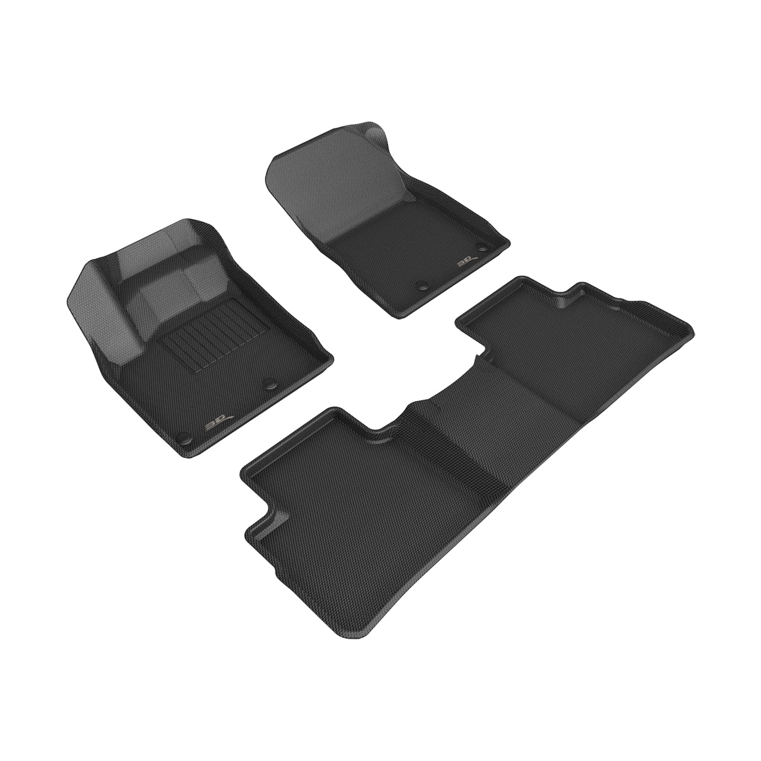 3D Maxpider 2023-2025 Nissan Rogue Kagu 1st Row 2nd Row Floor Mats Carbon Fiber Embossed Pattern Black L1NS15201509