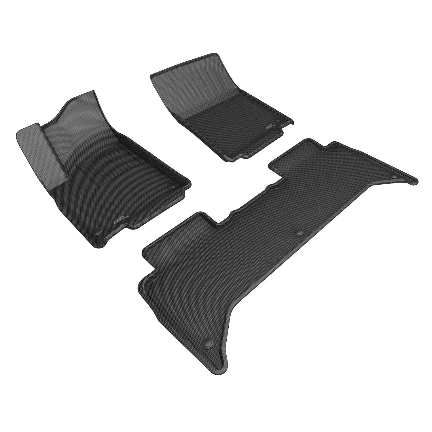 3D Maxpider 2022-2024 Rivian R1T Kagu 1st Row 2nd Row Floor Mats Carbon Fiber Embossed Pattern Black L1RI00401509