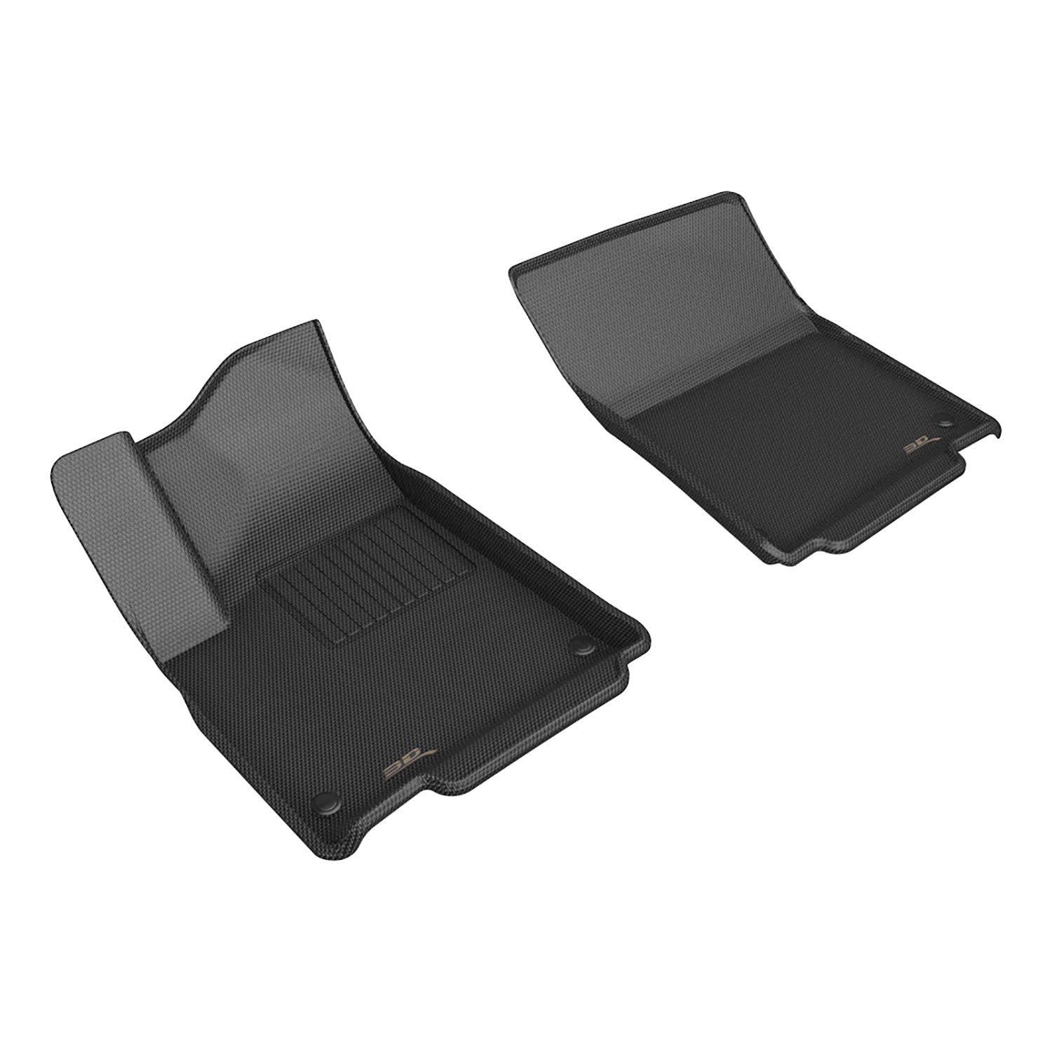 3D Maxpider 2022-2024 Rivian R1T R1S Kagu 1st Row Floor Mats Carbon Fiber Embossed Pattern Black L1RI00411509