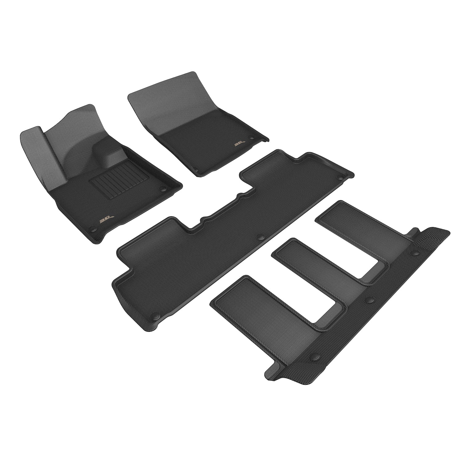 3D Maxpider 2025 Rivian R1S Kagu Black 1st Row 2nd Row 3rd Row Floor Mats L1RI00801509