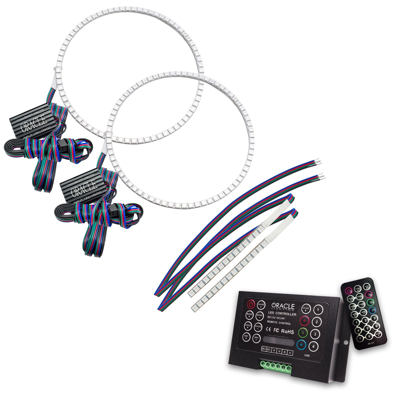 Oracle Lighting 2021-2024 Ford Bronco ColorSHIFT Headlight Halo Kit with DRL Bar Base Headlights ColorSHIFT with 2.0 Controller 1471-333