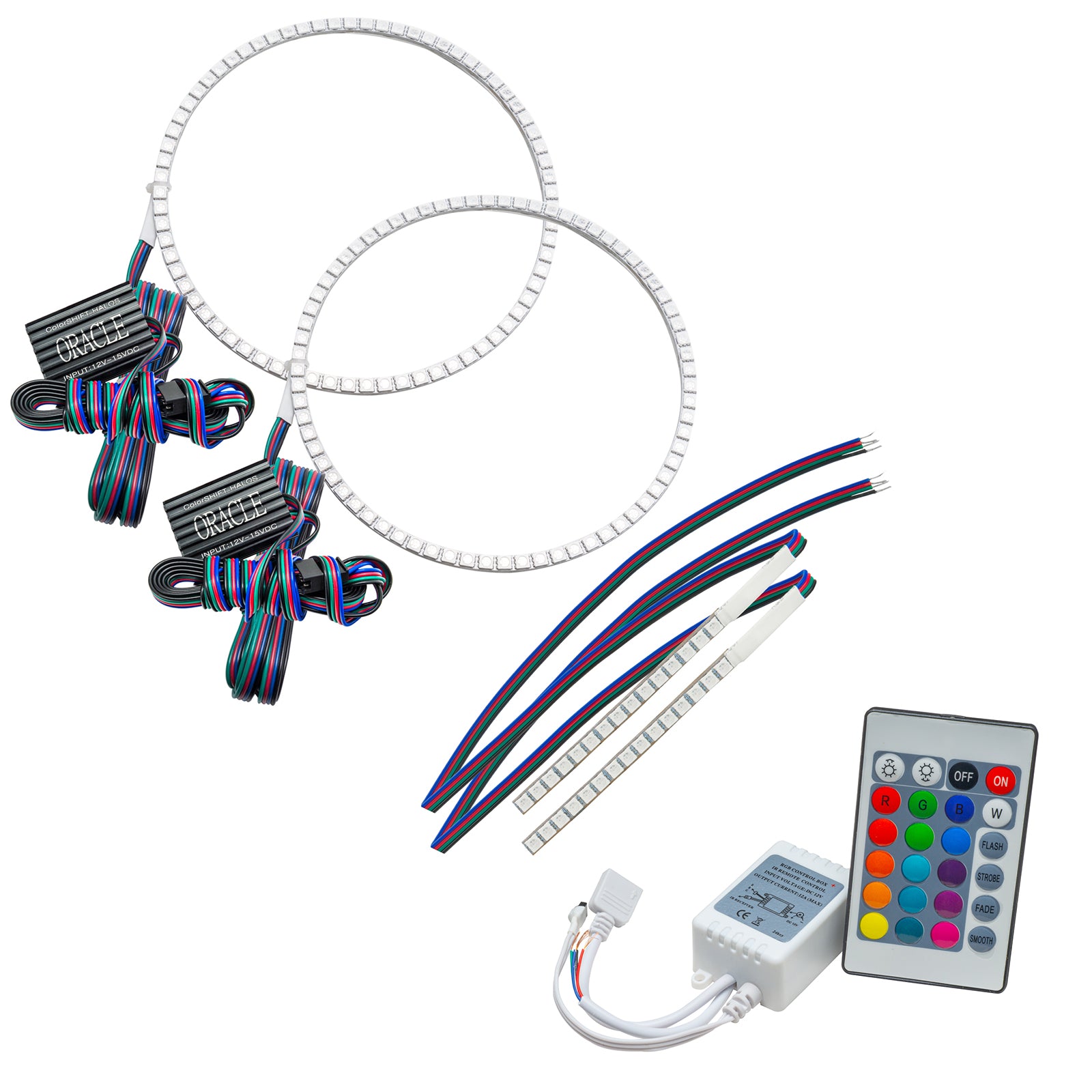 Oracle Lighting 2021-2024 Ford Bronco ColorSHIFT Headlight Halo Kit with DRL Bar Base Headlights 1471-504