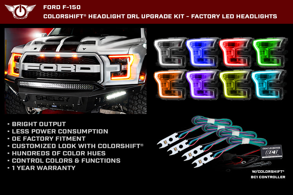Oracle Lighting 2015-2017 Ford F-150 ColorSHIFT Headlight DRL Upgrade Kit 2395-335