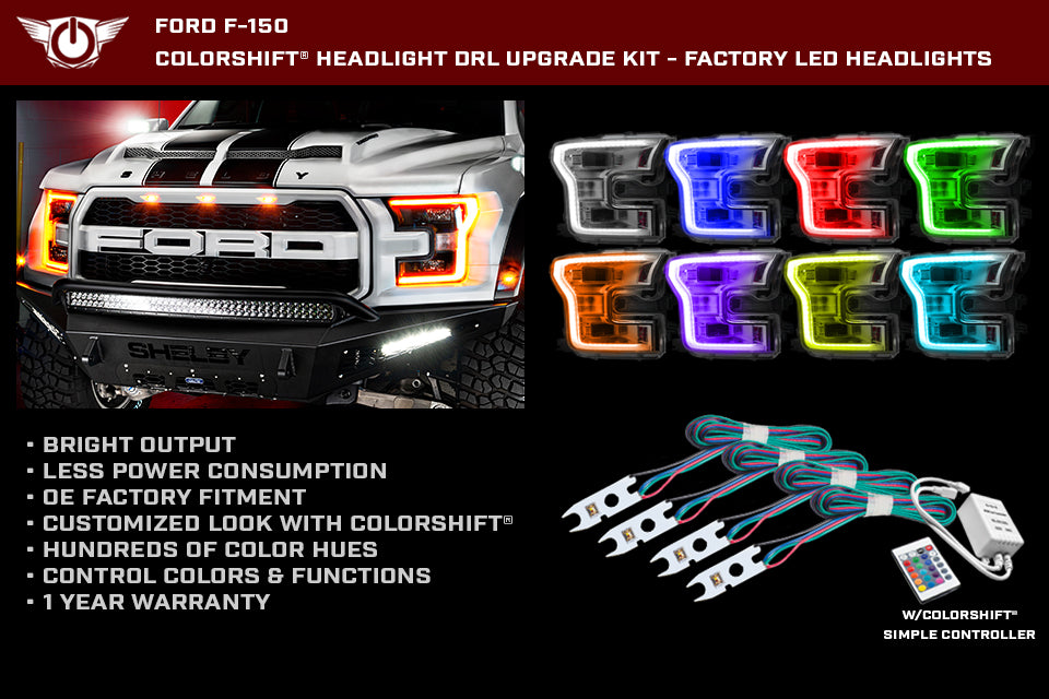ORACLE Lighting 2015-2017 Ford F-150 ColorSHIFT Headlight DRL Upgrade Kit 2395-504