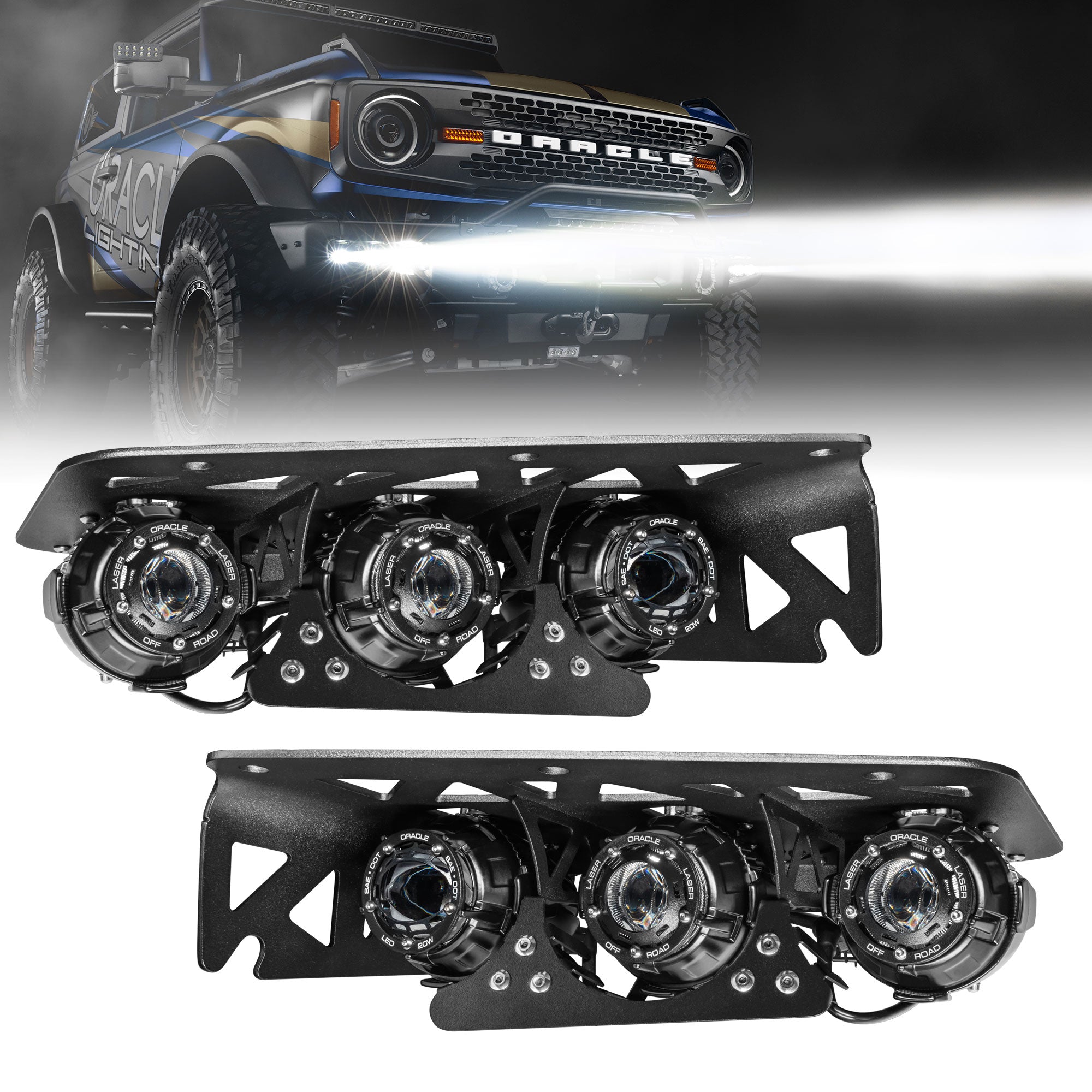 ORACLE Lighting 2021-2024 Ford Bronco Off Road LASER LED Fog Light Kit for Steel Bumper 5928-LZZ-001