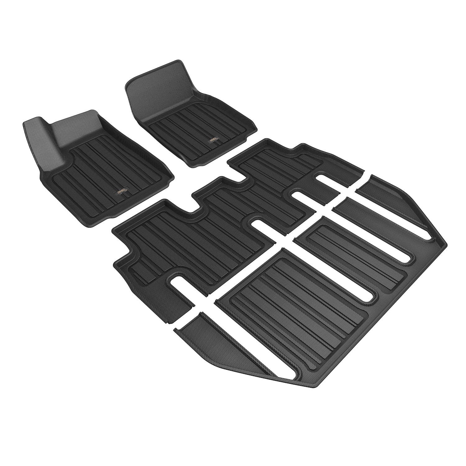 3D Maxpider 2022-2024 Tesla Model X 7-Seat Custom Fit Elitect Floor Mat Black Full Set E1TL04801809