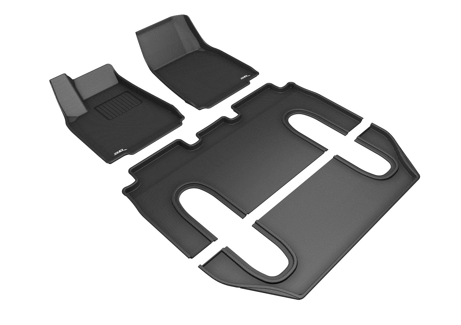3D Maxpider 2016-2021 Tesla Model X 6-Seat Kagu Black 1st 2nd 3rd Rows Floor Mat L1TL00301509