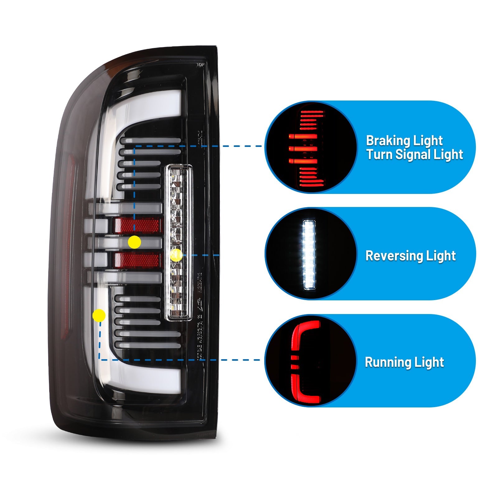 Winjet 2015-2022 Chevrolet Colorado LED Sequential Tail Lights Glossy Black Clear CTWJ-0712-GBC-SQ