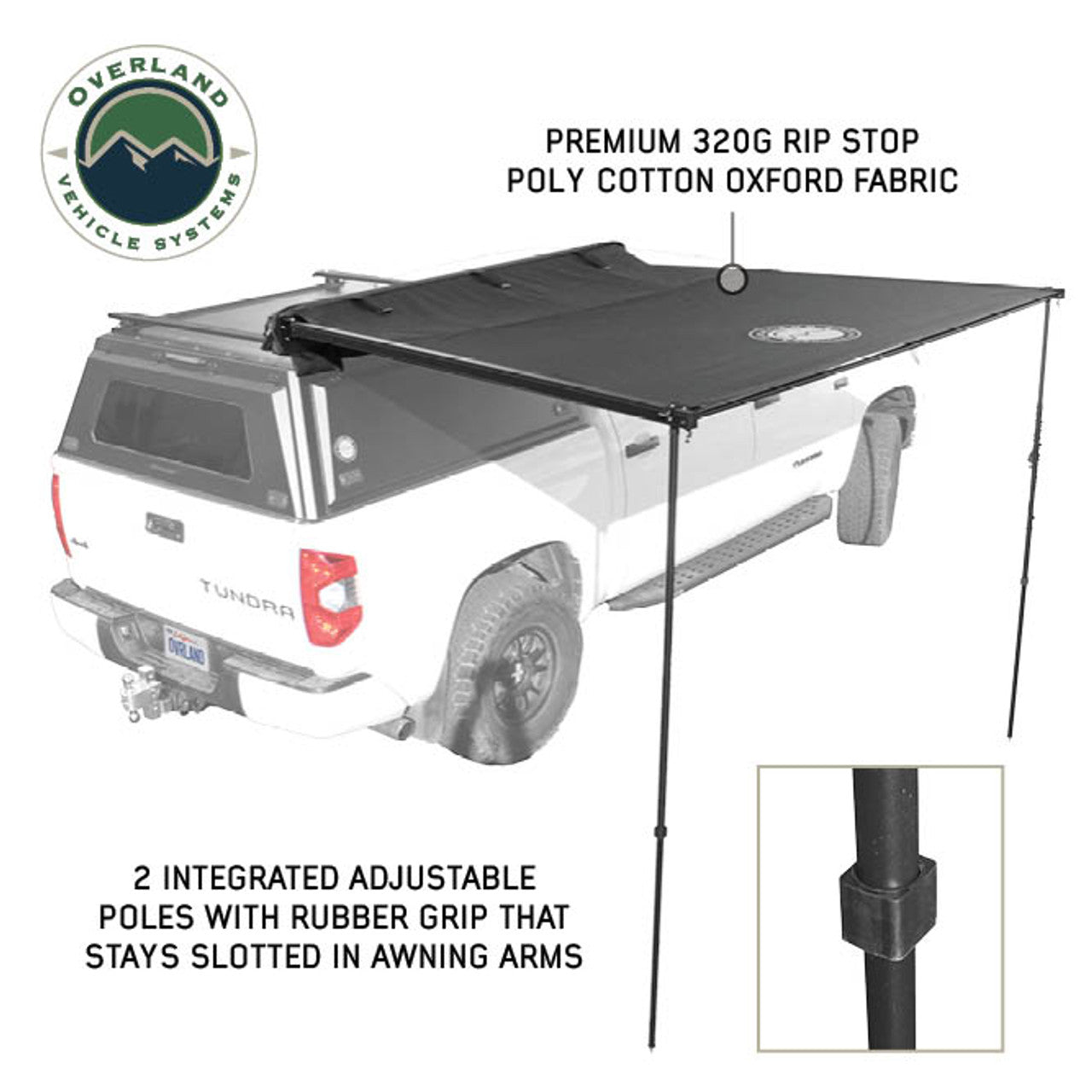 OVS 6.5 ft x 6.5 ft XD Nomadic Self-Deploying 90 Degree Awning with Lights & Black Out Fabric Universal 19690011