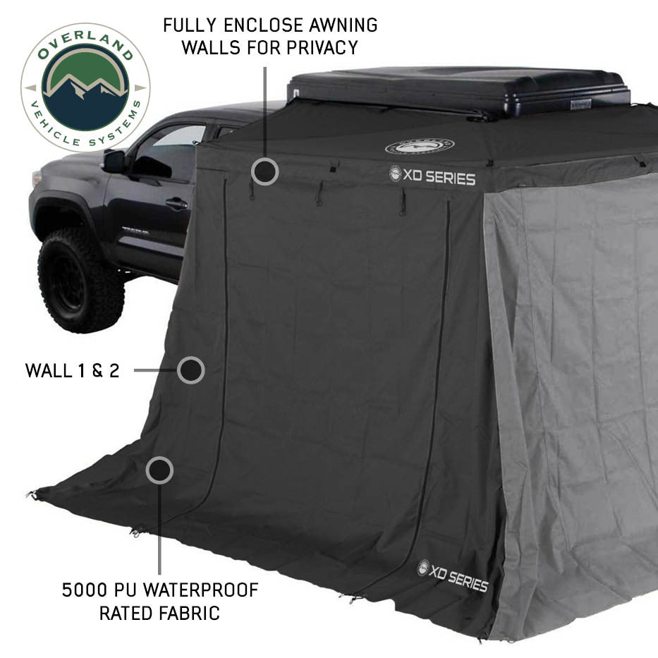 OVS XD Nomadic 270 LTE Awning Walls 1 & 2 Driver Side Black Fabric and Trim 18419909