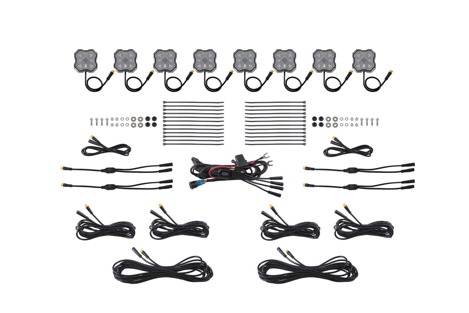 Diode Dynamics Stage Series Dual-Color White/Red M8 LED Rock Light Kit 8-pack DD8746