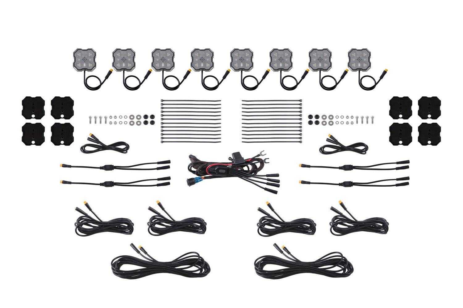 Diode Dynamics Stage Series Dual-Color White/Red M8 Magnet LED Rock Light Kit 8-pack DD8747