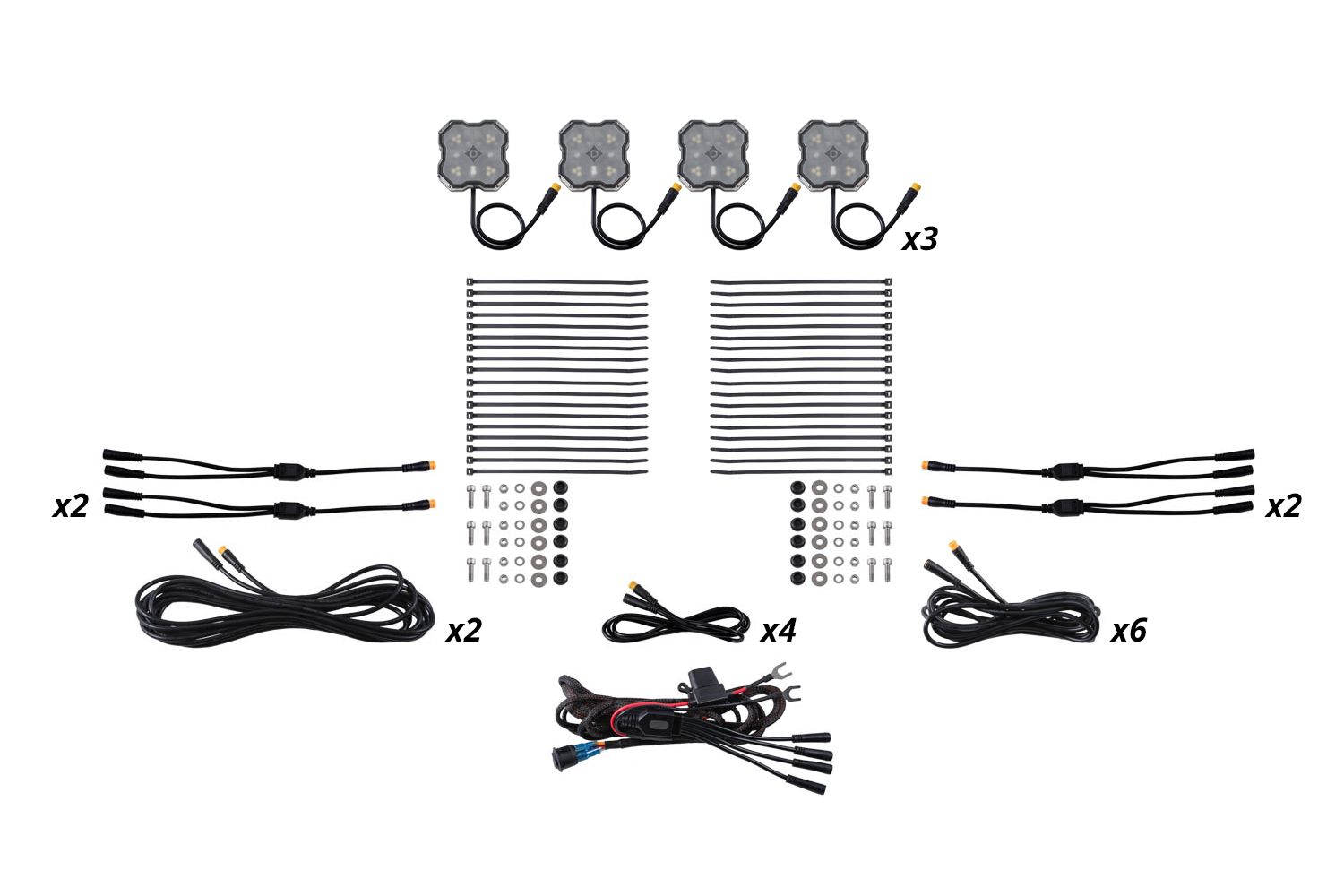 Diode Dynamics Stage Series Dual-Color White Red M8 LED Rock Light Kit 12-pack DD8748