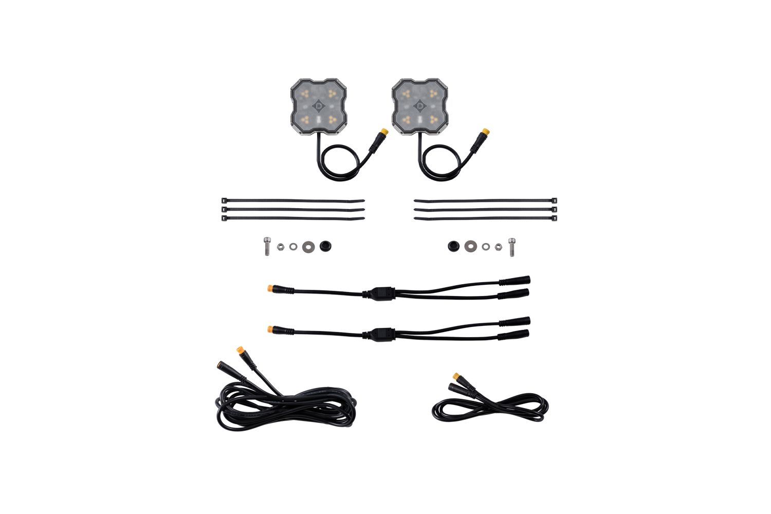 Diode Dynamics Stage Series LED Rock Light Amber White M8 Add-On 2-Pack DD8760