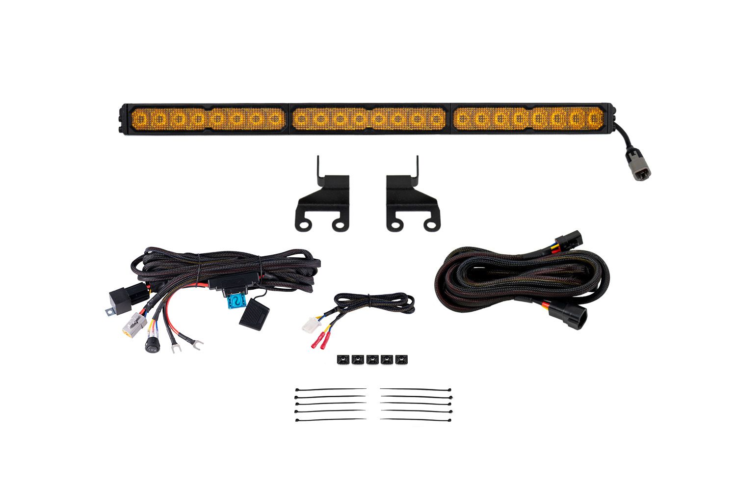 Diode Dynamics 2018-2026 Jeep Wrangler JL Rear Hardtop SS30 Yellow Flood Pro LED Light Bar Bracket Kit DD8994