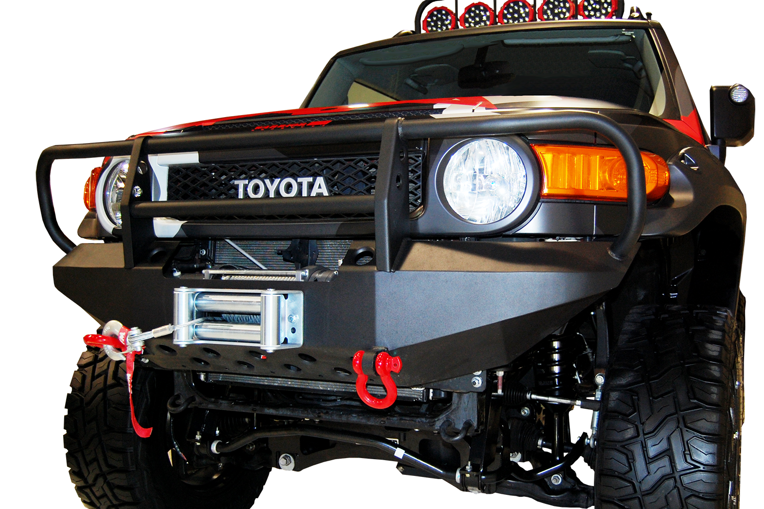 Warrior 2007-2014 Toyota FJ Cruiser Front Winch Bumper With D-Ring Mounts Brush Guard Black 3530