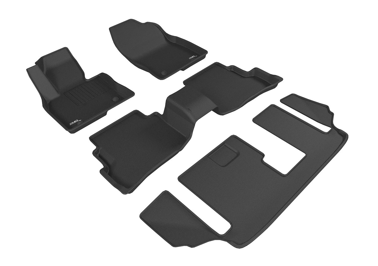 3D Maxpider 2016-2023 Mazda Cx-9 7 Seat Kagu 1st 2nd 3rd Row Black Carbon Fiber Embossed Pattern Floor Mat L1MZ05701509