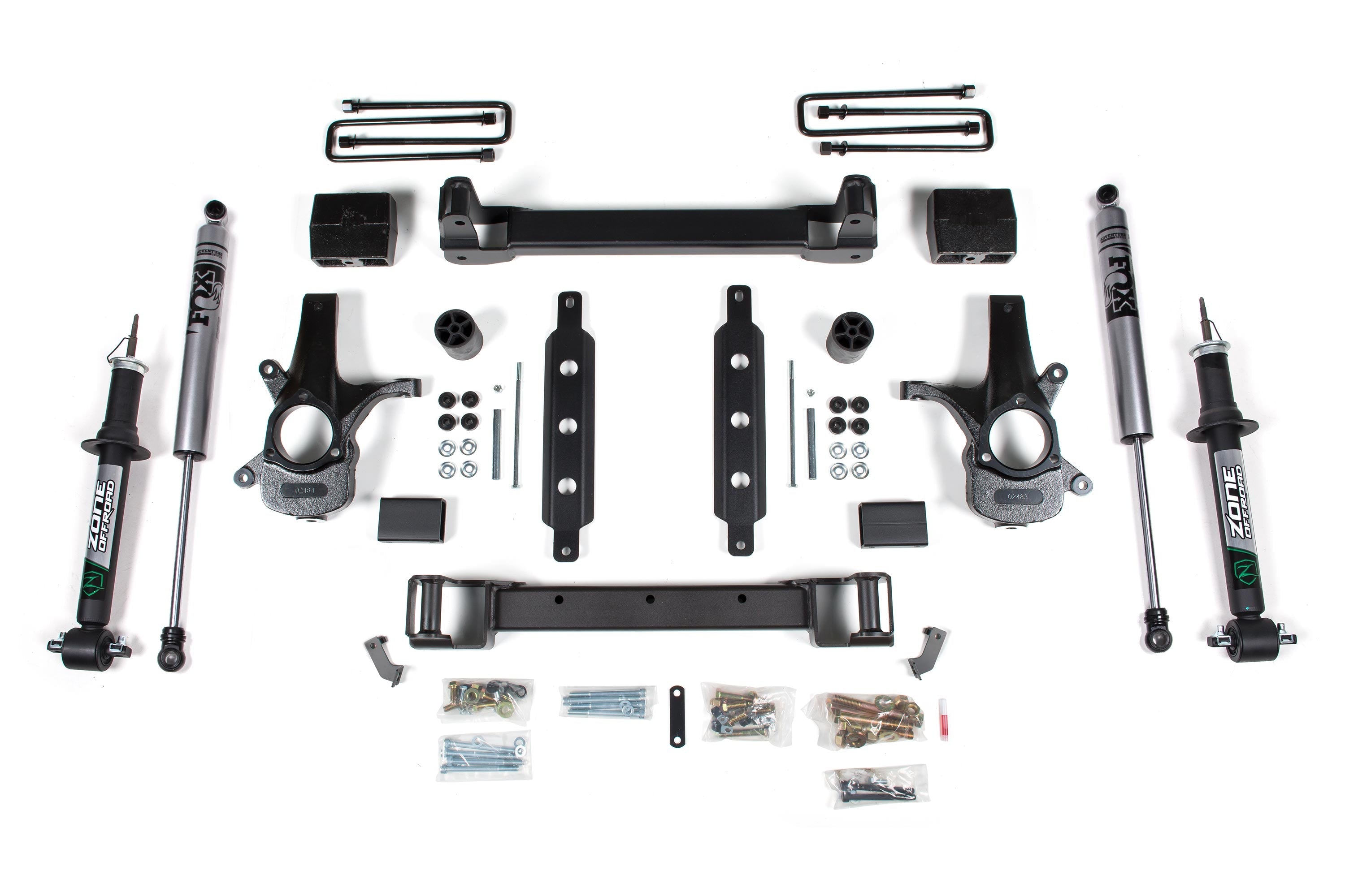 Zoneoffroad 2014-2018 Chevrolet Silverado GMC Sierra 1500 2WD Cast Aluminum Rear Shock FOX Adventure Series Front Shock Nitro Struts 6.5" Lift Kit ZONC62F