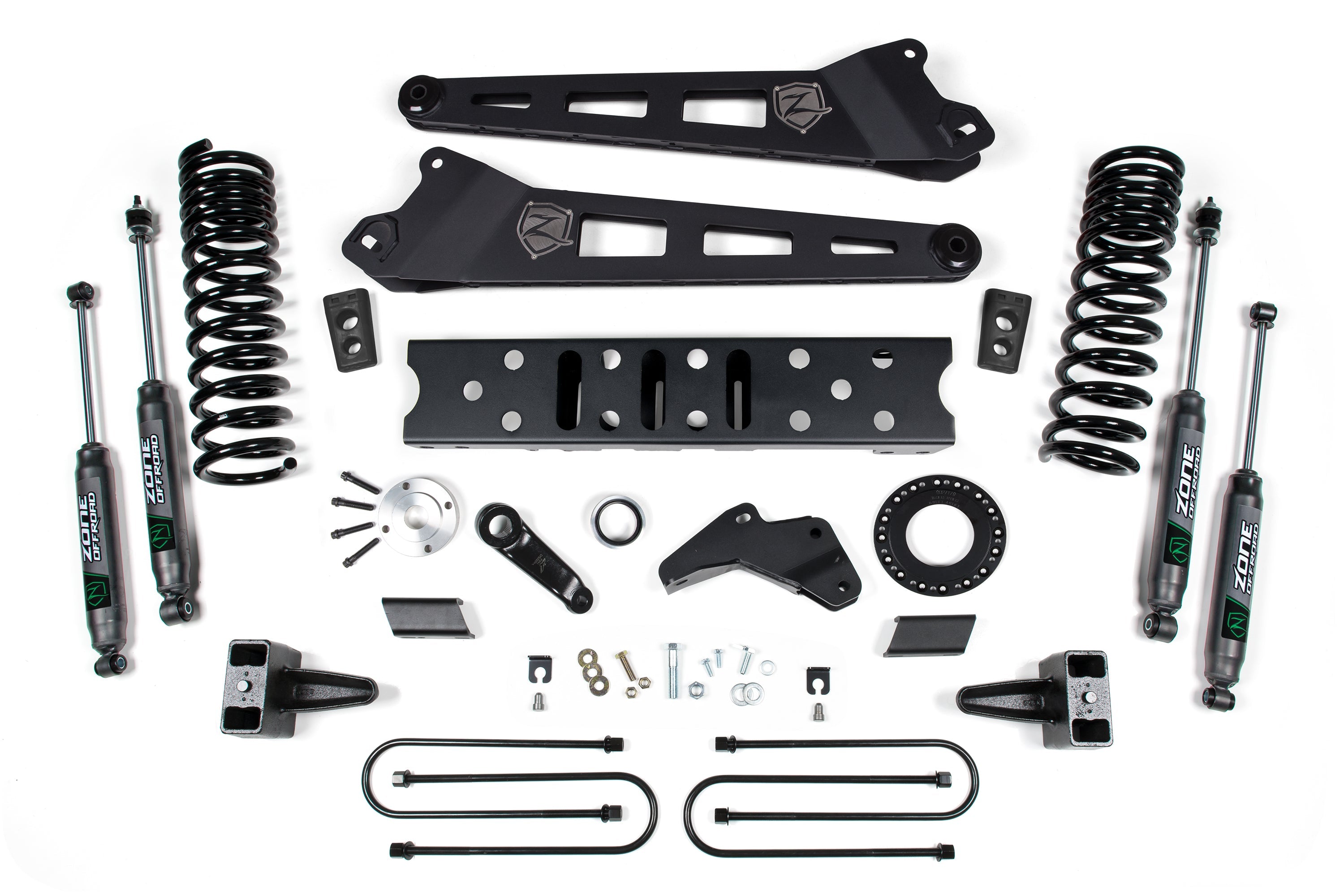 Zoneoffroad 2019-2024 Dodge Ram 3500 4WD Gas 5.5 Inch Lift Kit Nitro Shocks 5 Inch Block Kit With Overload ZOND122N
