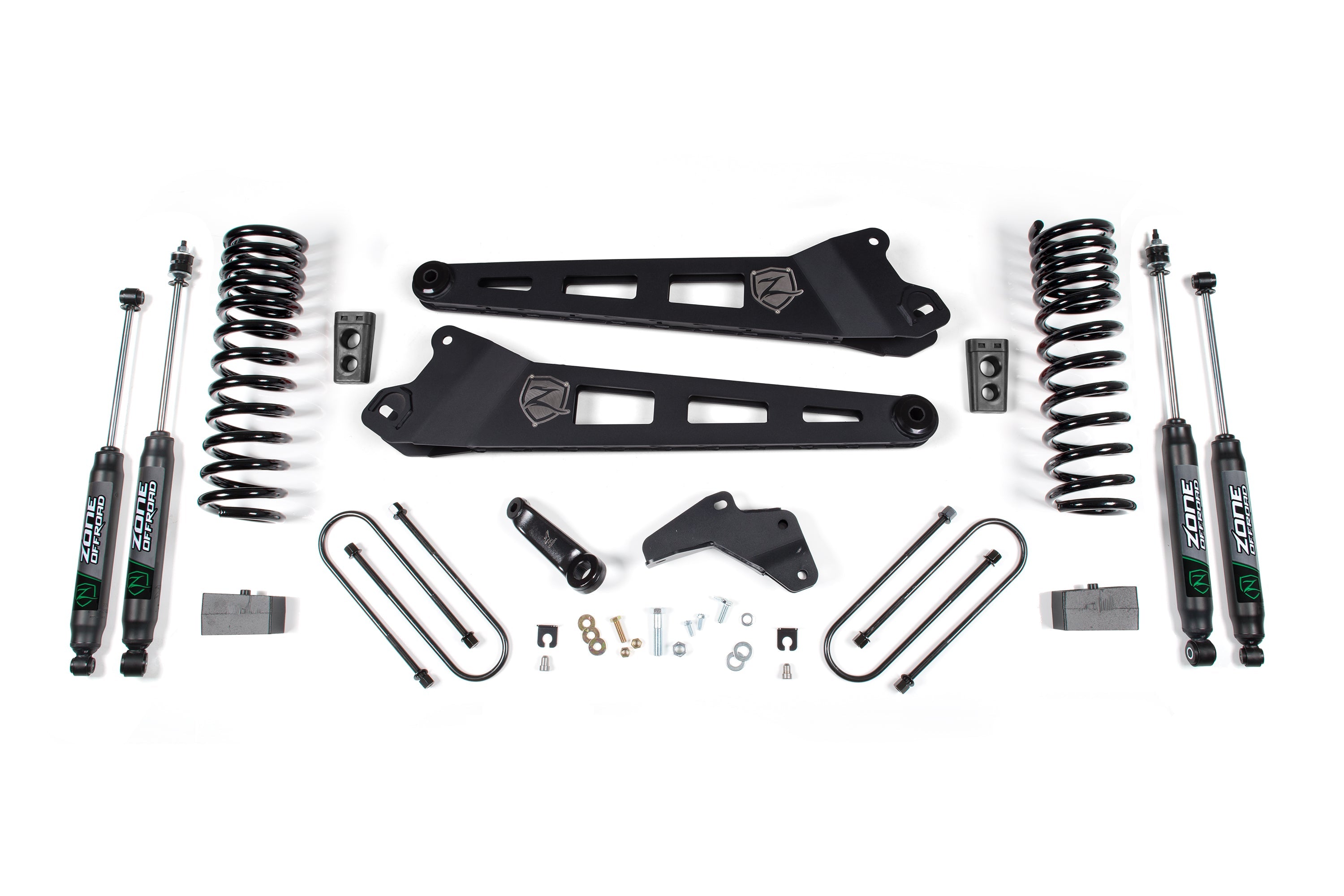 Zoneoffroad 2013-2018 Dodge Ram 3500 4WD Gas Nitro Shocks Series 2In Block Kit 4 Inch Lift Kit With Radius Arm ZOND139N