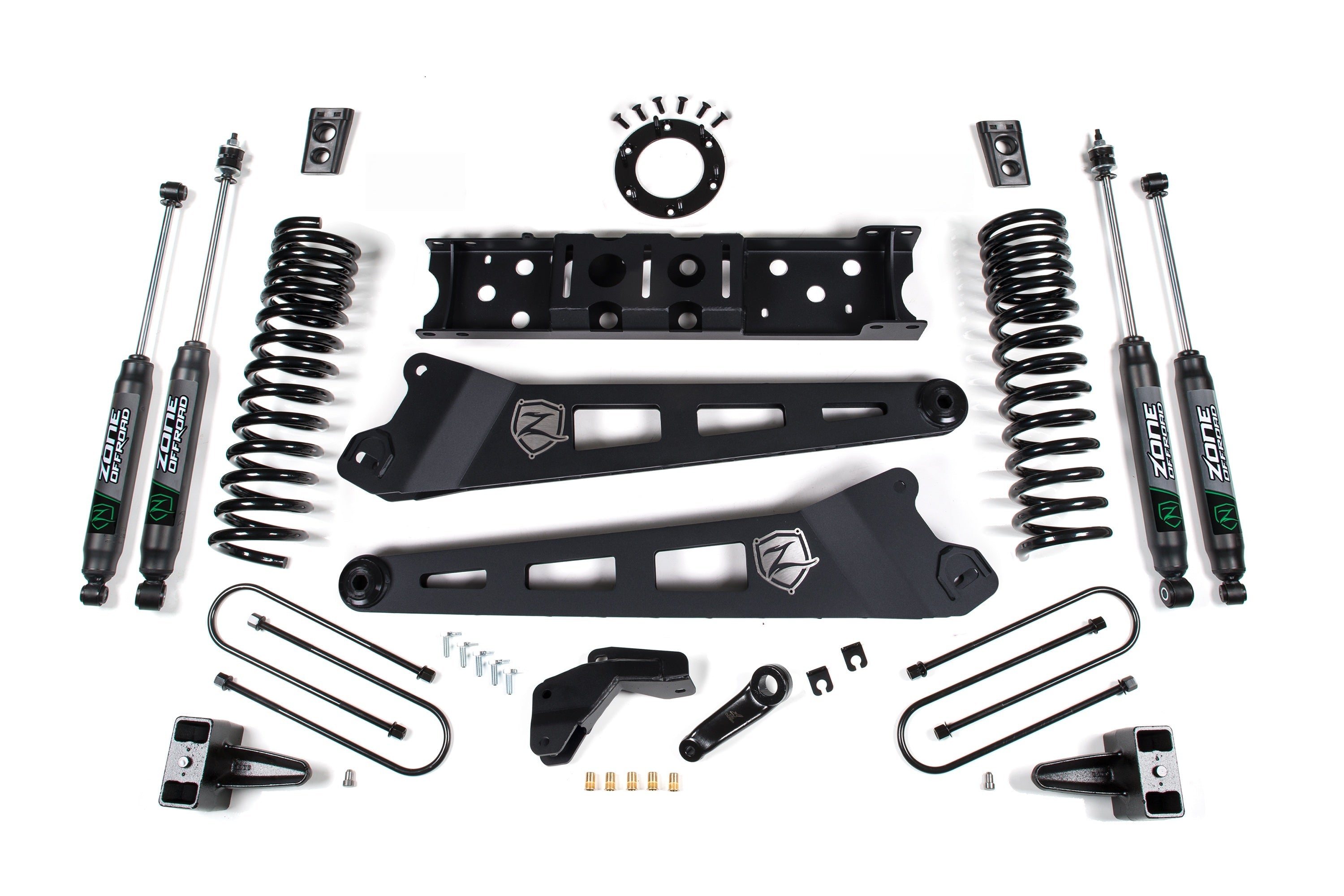 Zoneoffroad 2019-2024 Dodge Ram 3500 4WD Gas Nitro Shocks Series 3In Block Kit Without Overload 4 Inch Lift Kit With Radius Arm ZOND101N