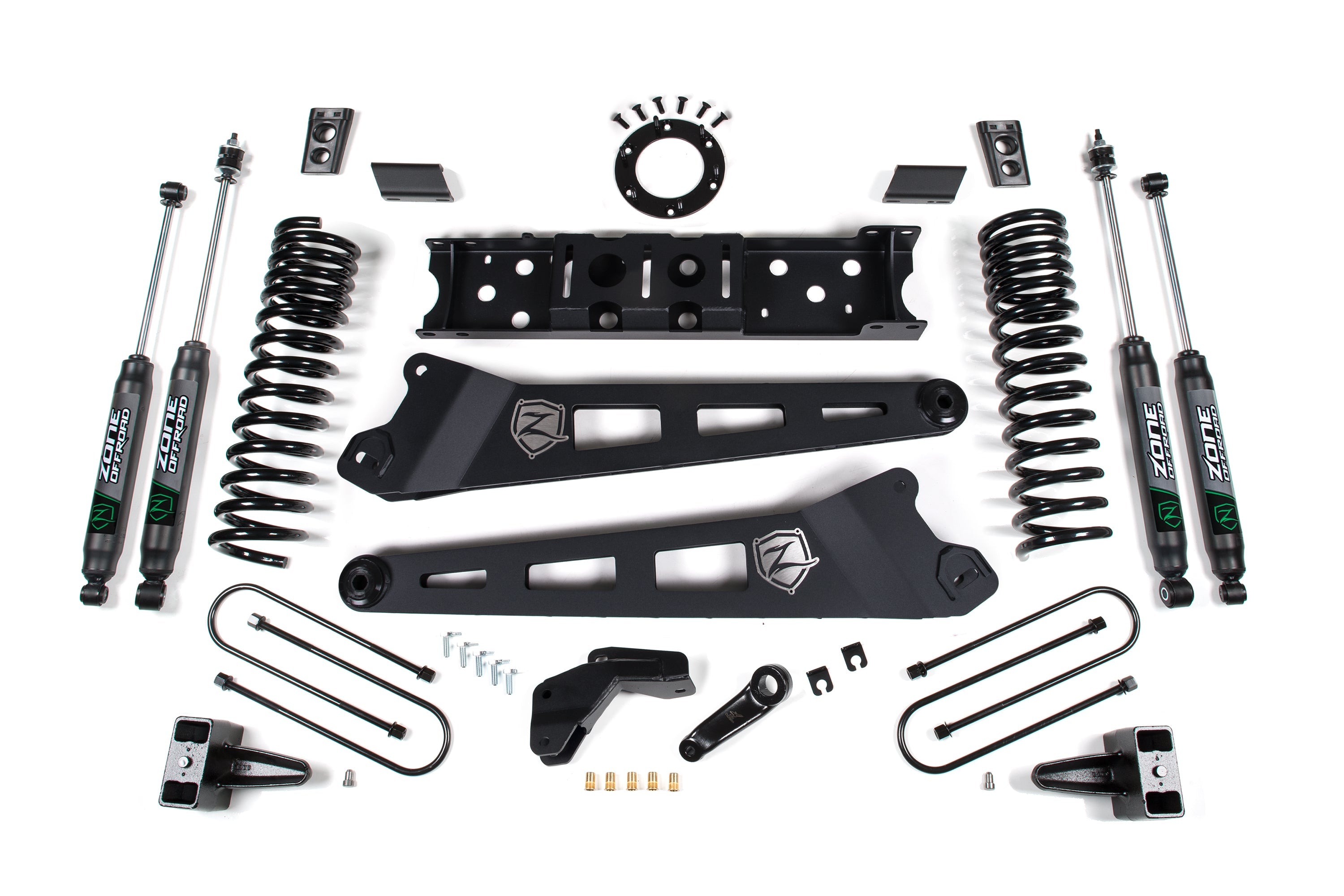 Zoneoffroad 2019-2024 Dodge Ram 3500 4WD Diesel Nitro Shocks Series 5In Block Kit Without Overload 6 Bolt 6.5 Inch Lift Kit With Radius Arm ZOND113N
