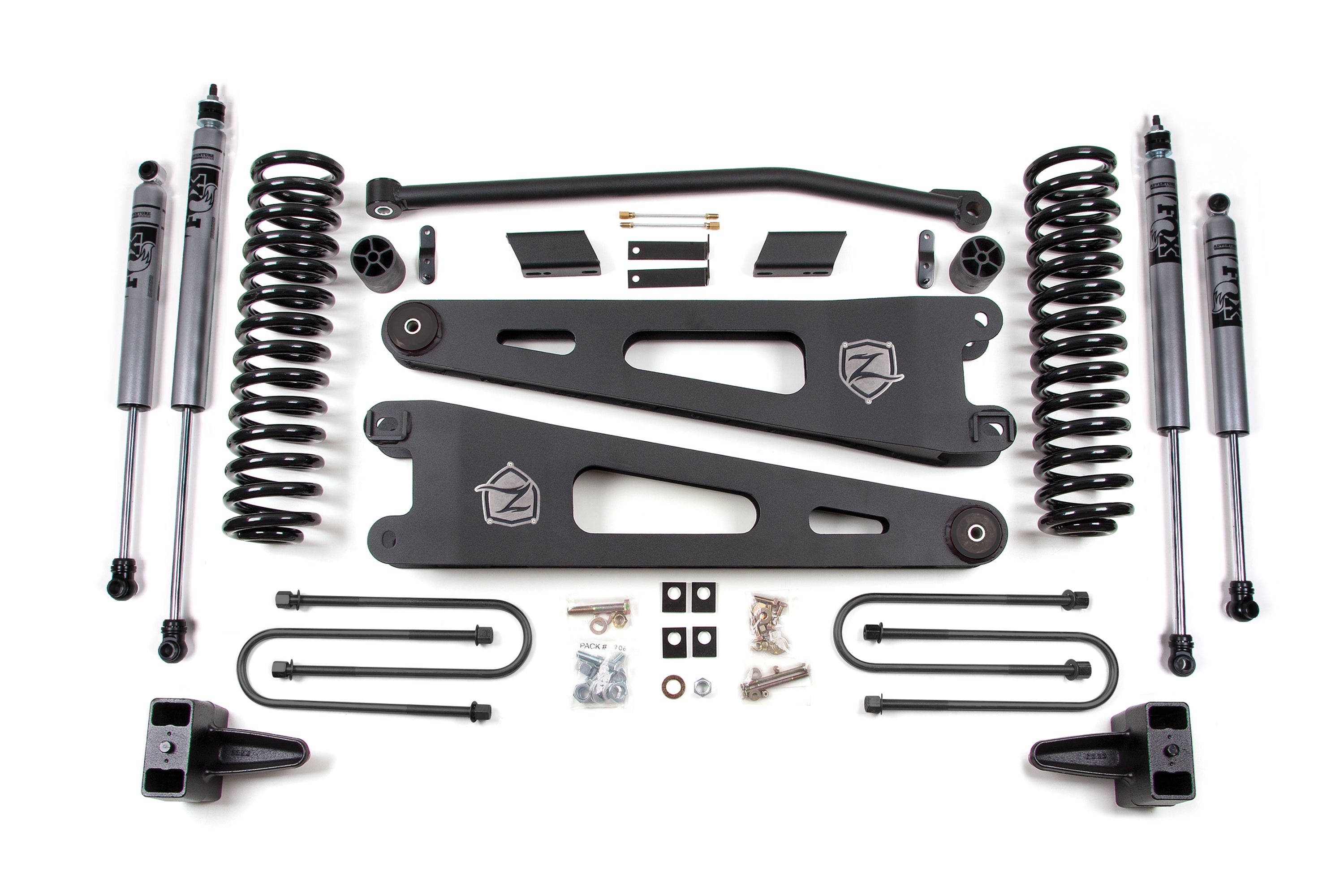 Zoneoffroad 2008-2010 Ford F250 F350 Super Duty 4WD Gas FOX Shock 2.0 Adventure Series 4" Lift Kit With Radius Arm ZONF24F