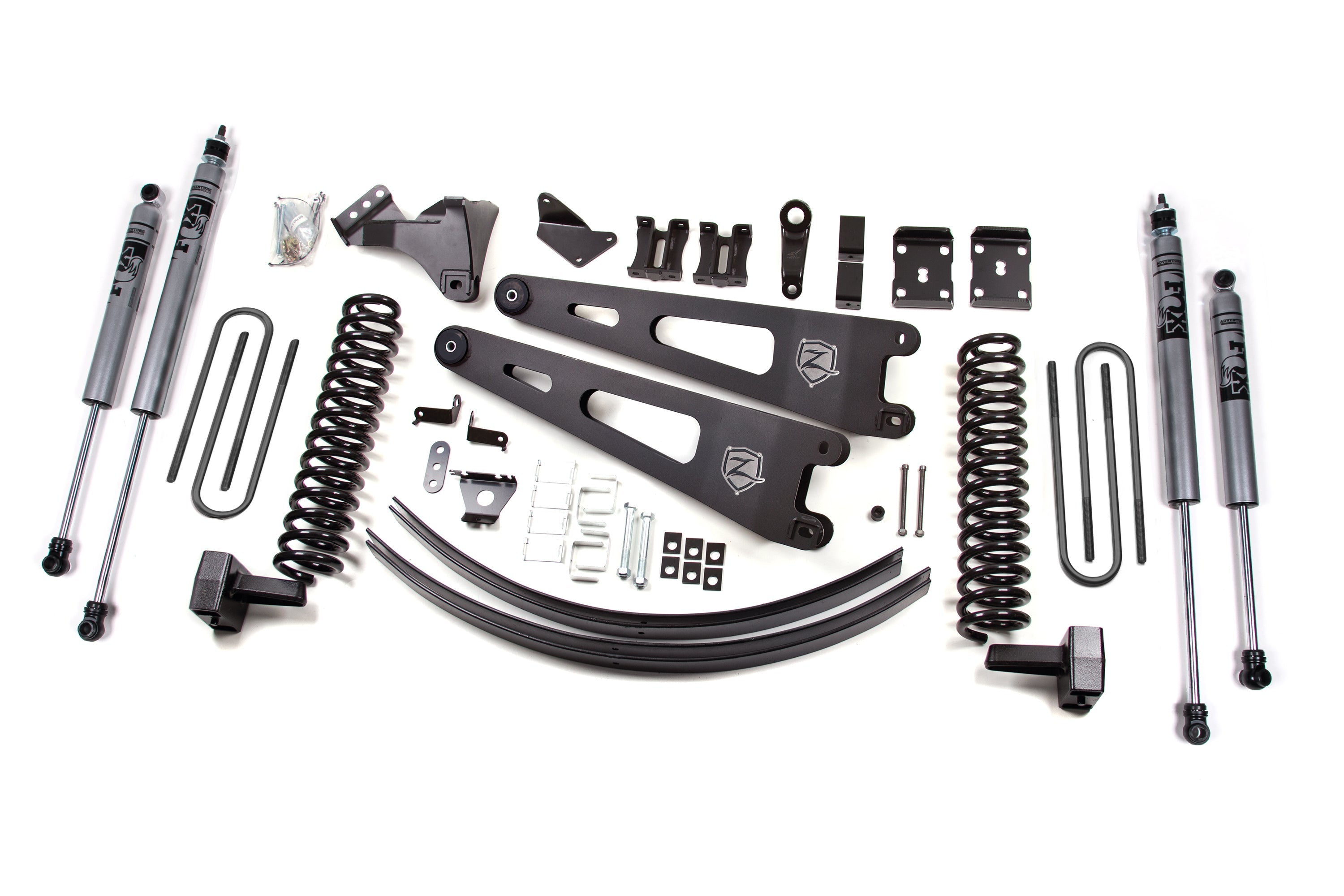 Zoneoffroad 2011-2016 Ford F250 F350 Super Duty 4WD Gas Rear Lift Block Kit With Factory Overload FOX Shock 2.0 Adventure Series 6" Lift Kit With Radius Arm ZONF33F