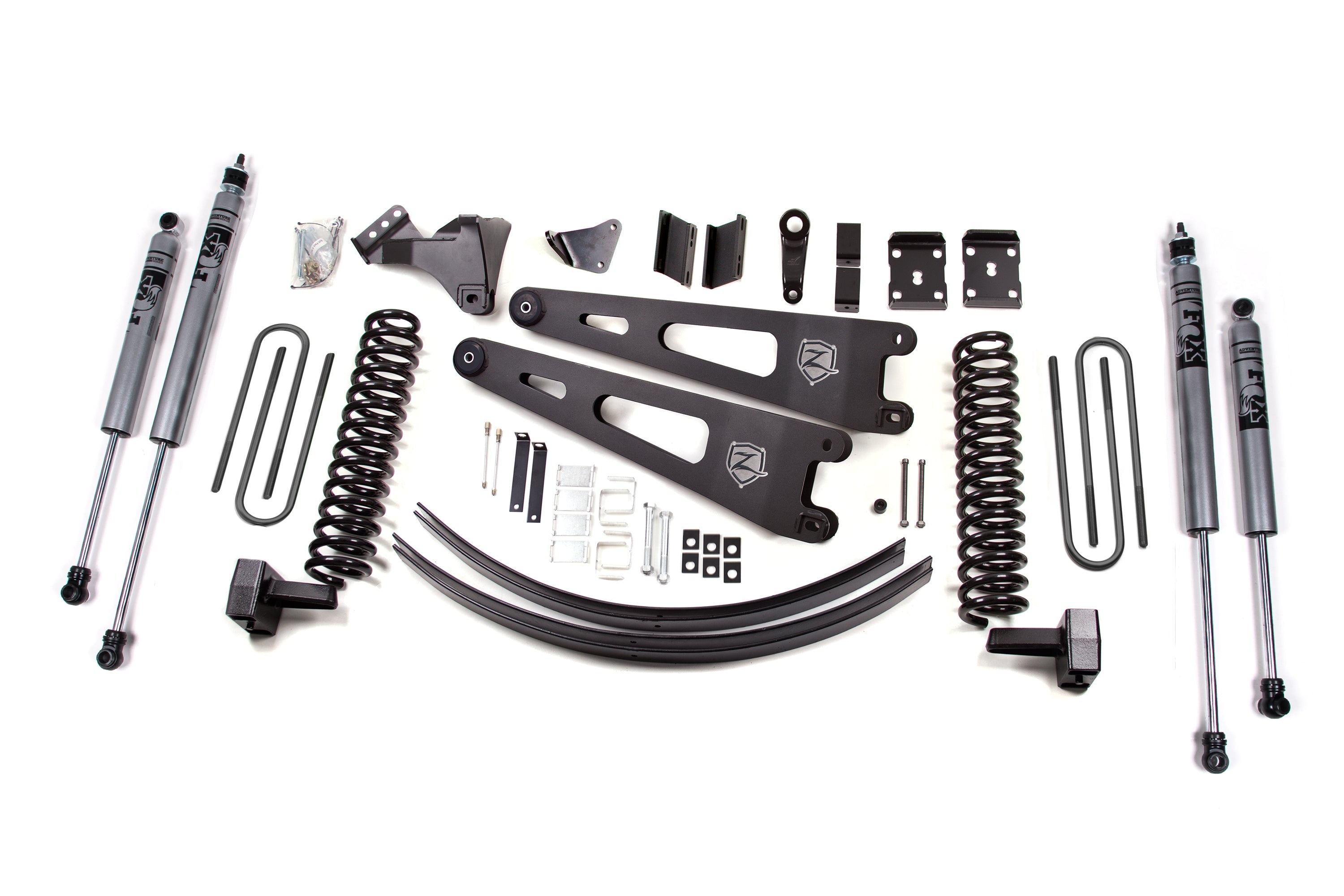 Zoneoffroad 2008-2010 Ford F250 F350 Super Duty 4WD Gas Block Kit With Factory Overload FOX Shock 2.0 Adventure Series 6" Lift Kit With Radius Arm ZONF37F